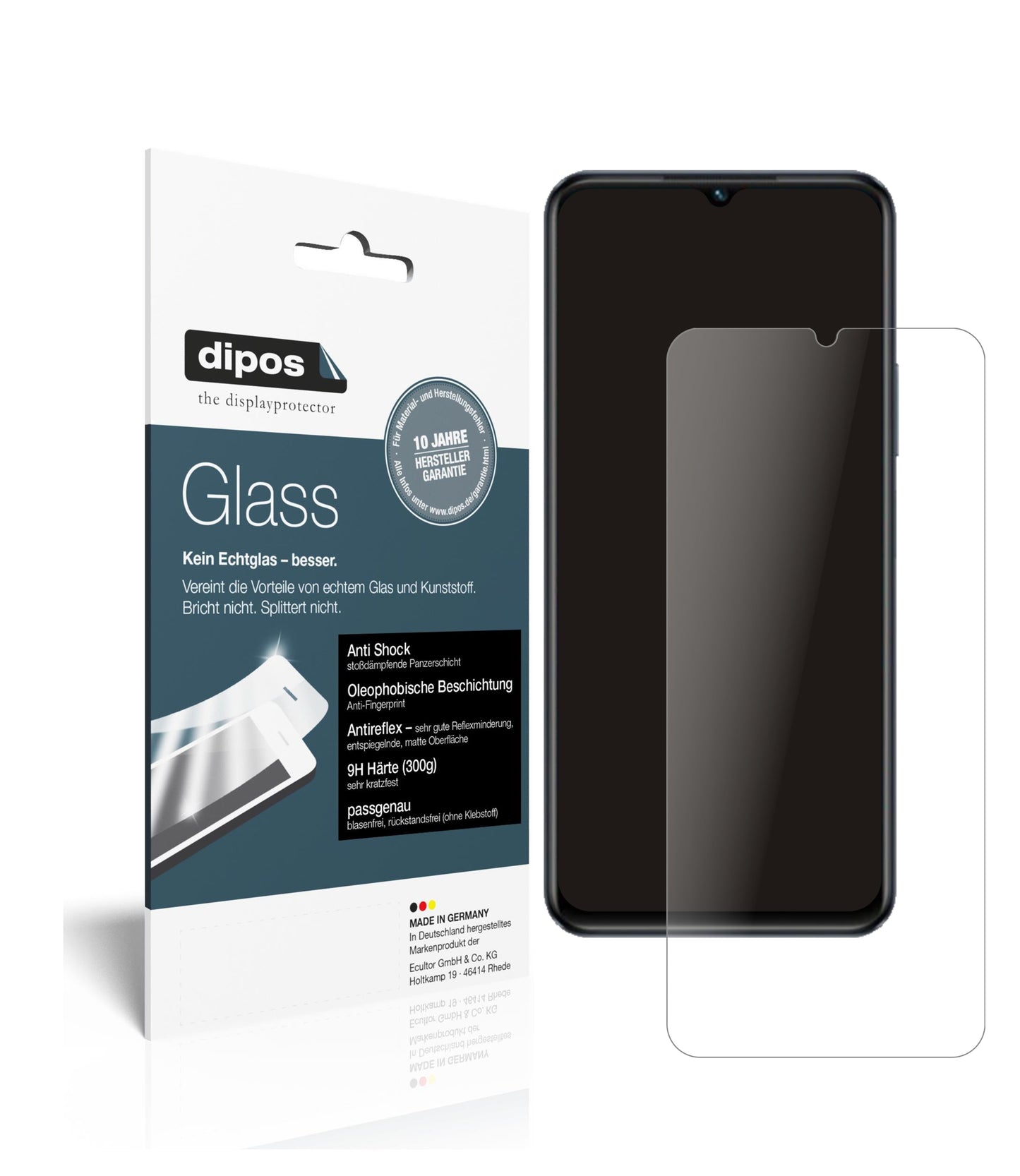 Matte Displayschutzfolie von dipos passend für Vivo Y55 5G, 9H kratzfest und blasenfrei montiert