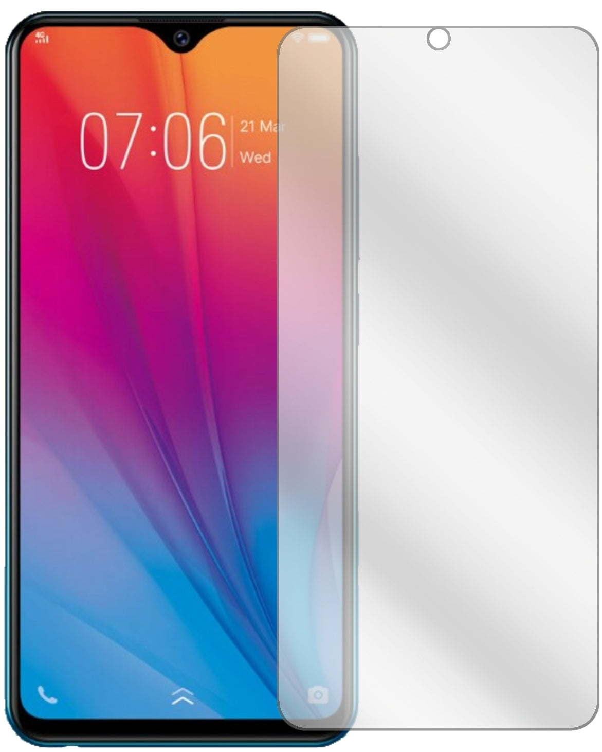 VivoY91C (2020) mit aufgebrachter dipos Displayschutzfolie, glasklare Darstellung ohne Einschränkungen