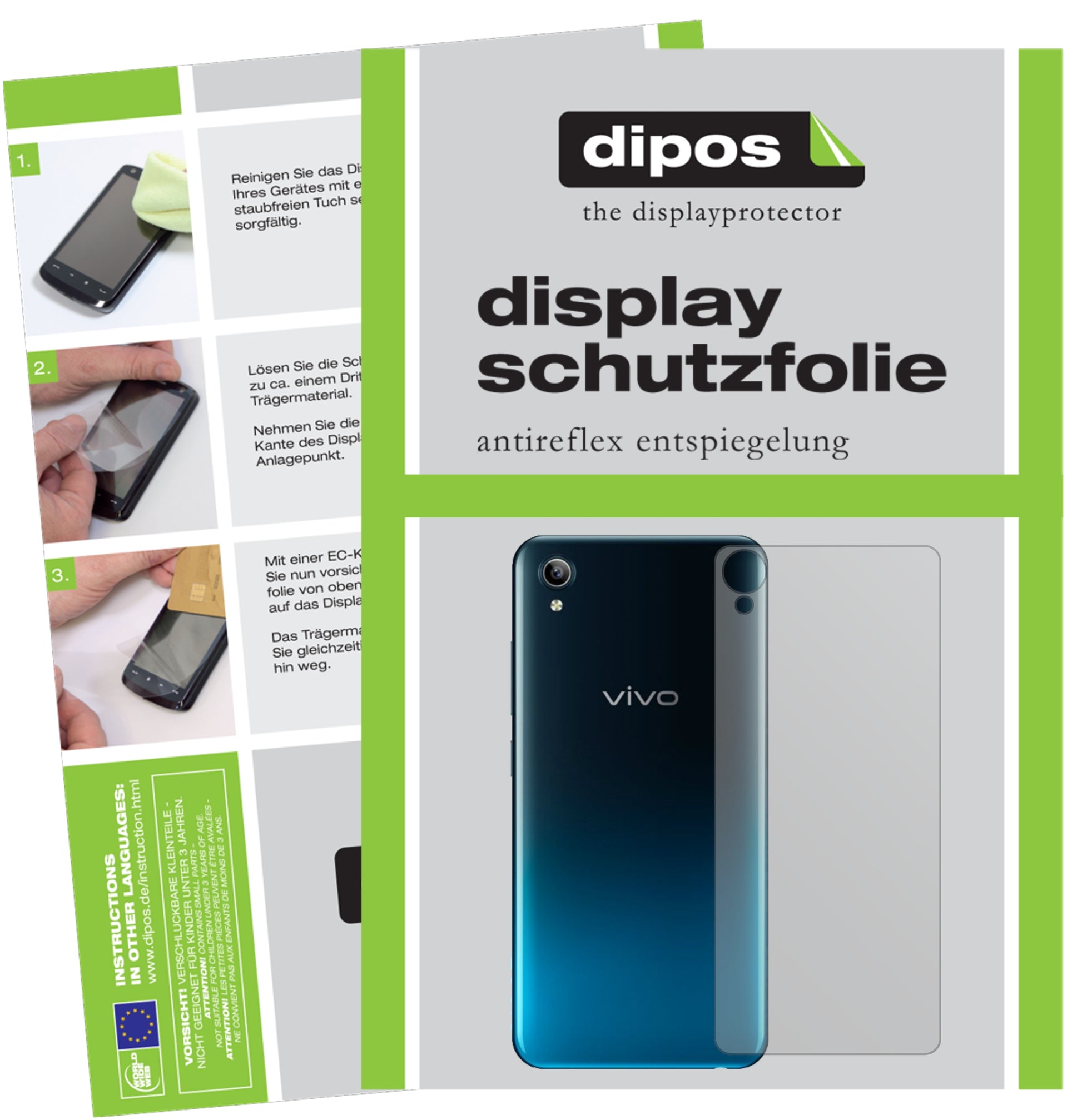 Matte Displayschutzfolie von dipos passend für Vivo Y91C (2020) Rückseite, präziser Zuschnitt und blasenfrei montiert