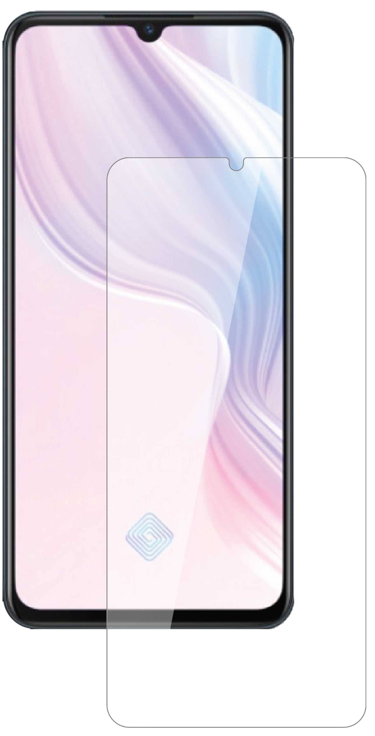 VivoY9s mit aufgebrachter dipos Flex Schutzfolie, glasklare Darstellung ohne Einschränkungen