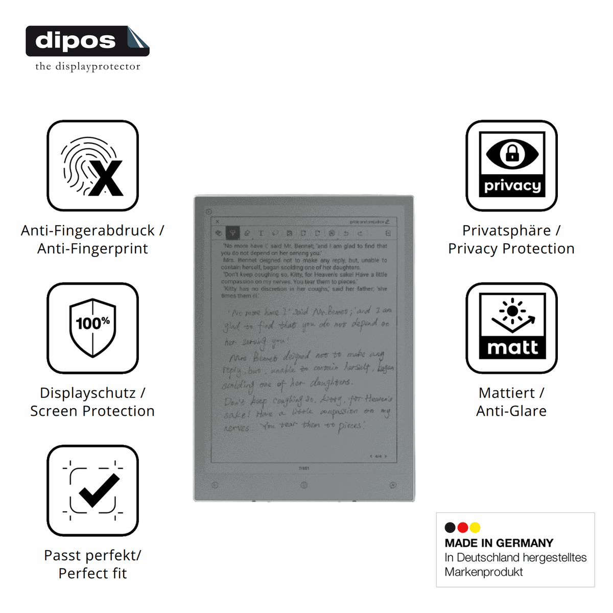 Privatsphäre-Schutz durch Sichtschutz-Folie passend zugeschnitten für Viwoods AiPaper Mini 8.2 Zoll