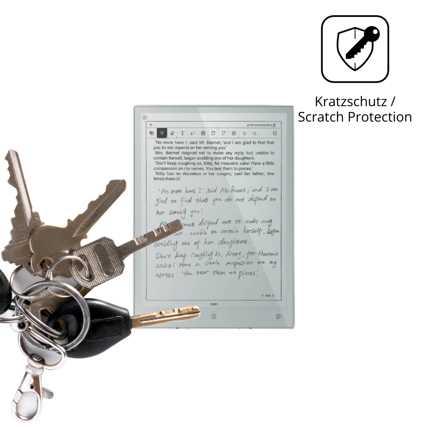 Schutz gegen Kratzer auf dem Viwoods AiPaper Mini 8.2 Zoll Glas durch Schlüssel oder Ähnliches