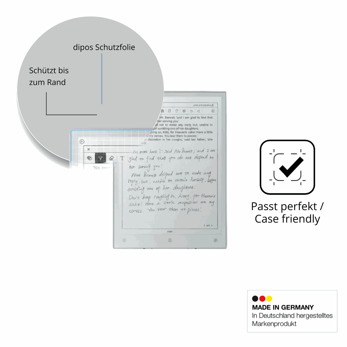 Schutzglasfolie mit optimaler Passform, zur Verwendung mit Hüllen geeignet