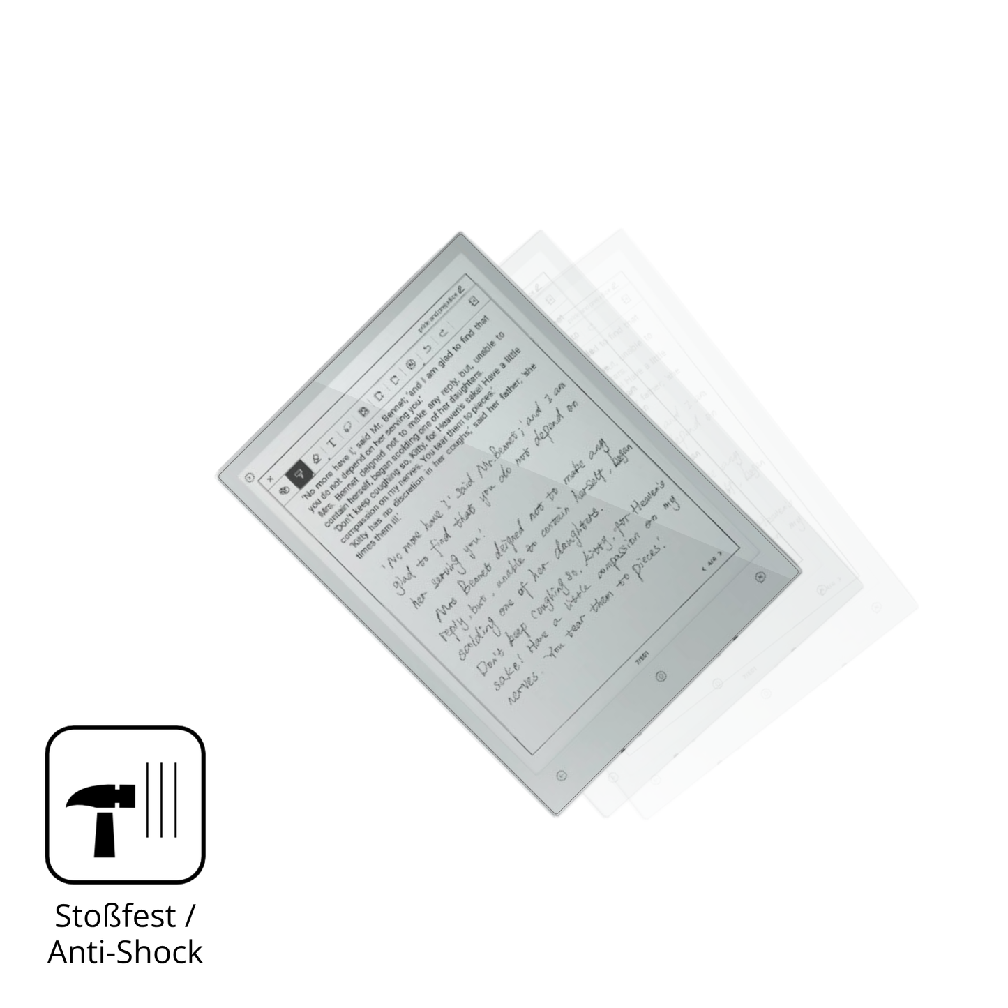 Schutz gegen Kratzer auf dem Viwoods AiPaper Mini 8.2 Zoll Glas durch Schlüssel, Stöße gegen die Tischkante oder Stürze