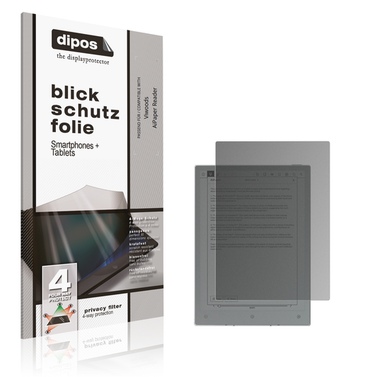 Blickschutzfolie von dipos passend für Viwoods AiPaper Reader, präziser Zuschnitt und blasenfrei montiert