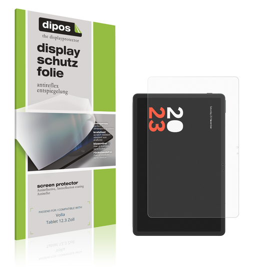 Matte Displayschutzfolie von dipos passend für vollatablet 12.3 zoll, präziser Zuschnitt und blasenfrei montiert