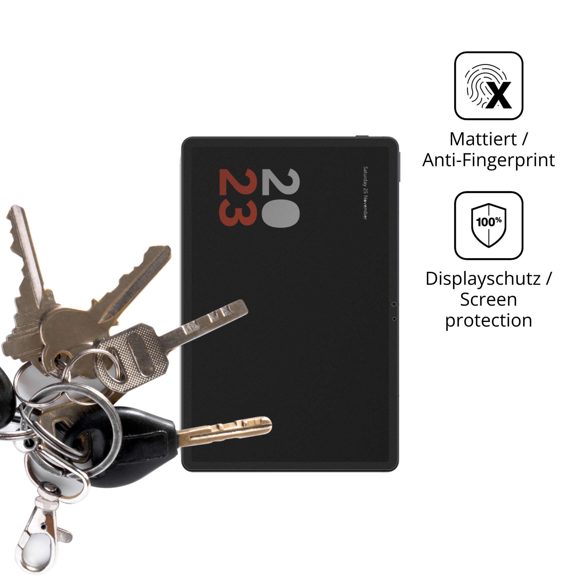 dipos Displayschutz für vollatablet 12.3 zoll, mattierte Oberfläche, Blickschutzfilter und perfekter Passform