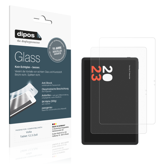 Matte Displayschutzfolie von dipos passend für vollatablet 12.3 zoll, 9H kratzfest und blasenfrei montiert
