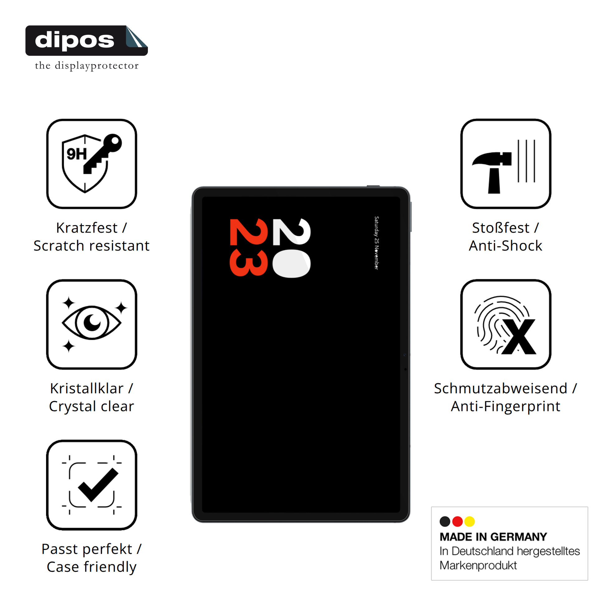 Displayschutz hergestellt in Deutschland, höchste Qualität made in Germany
