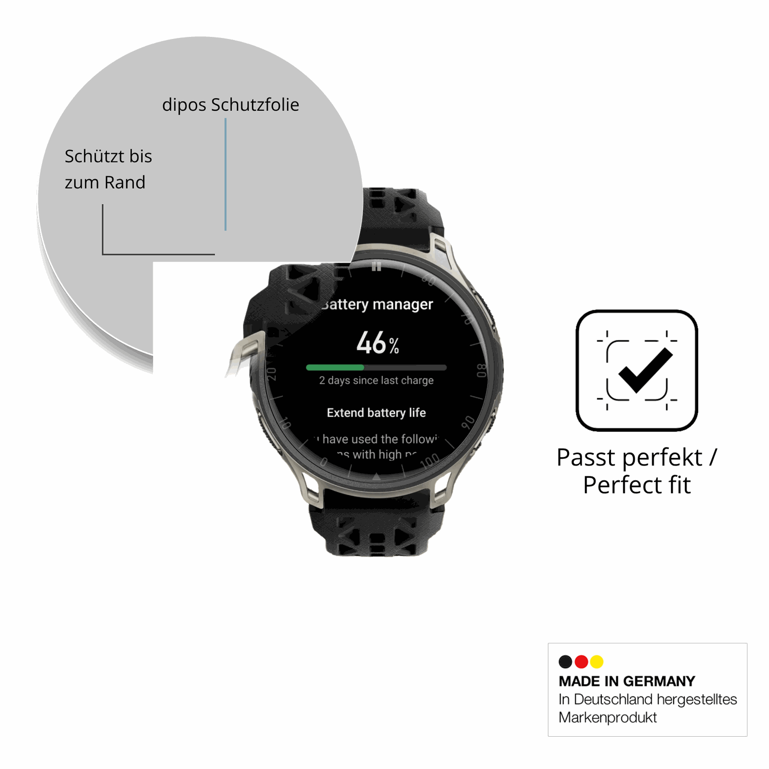 Schutzfolie mit optimaler Passform, zur Verwendung mit Hüllen geeignet