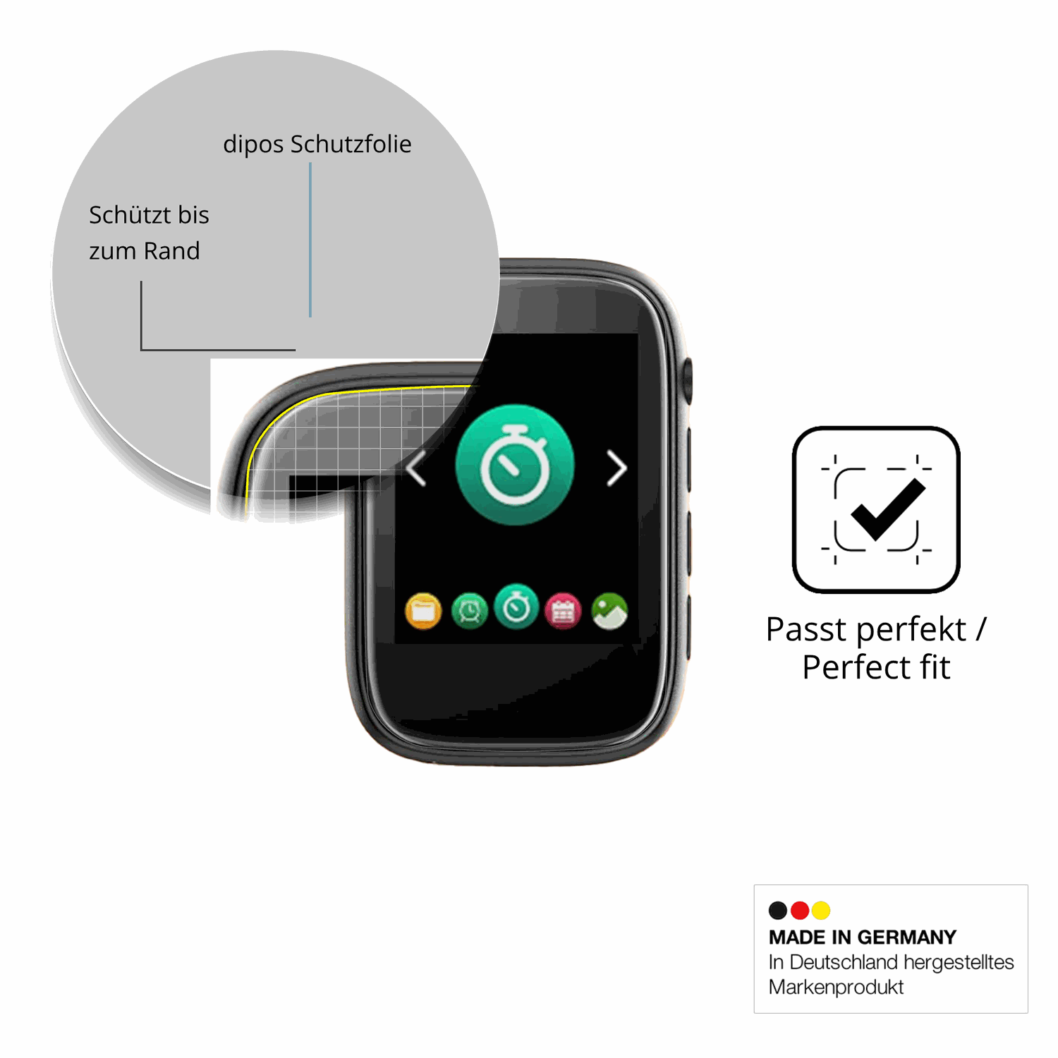 Schutzfolie mit optimaler Passform, zur Verwendung mit Hüllen geeignet
