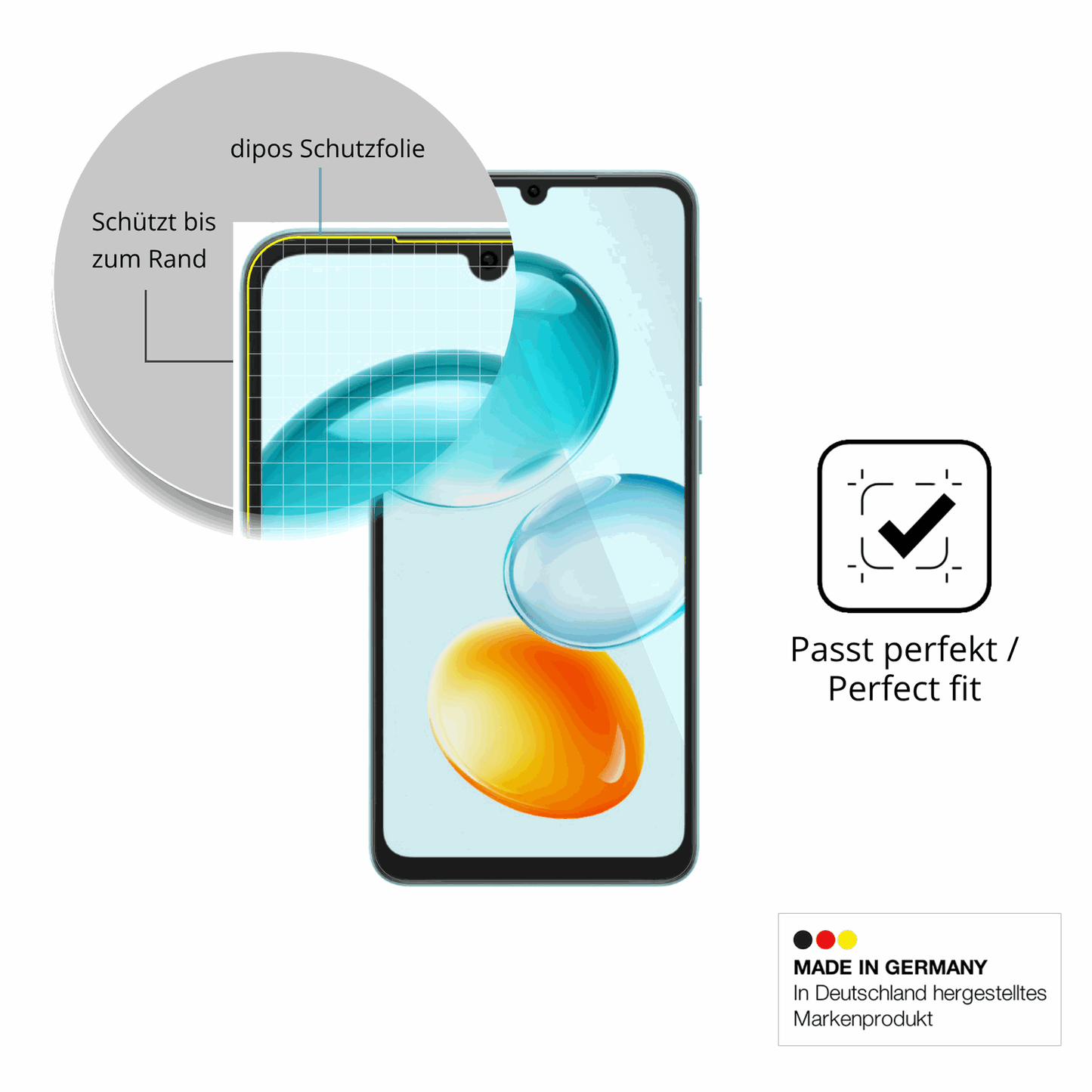 Schutzfolie mit optimaler Passform, zur Verwendung mit Hüllen geeignet