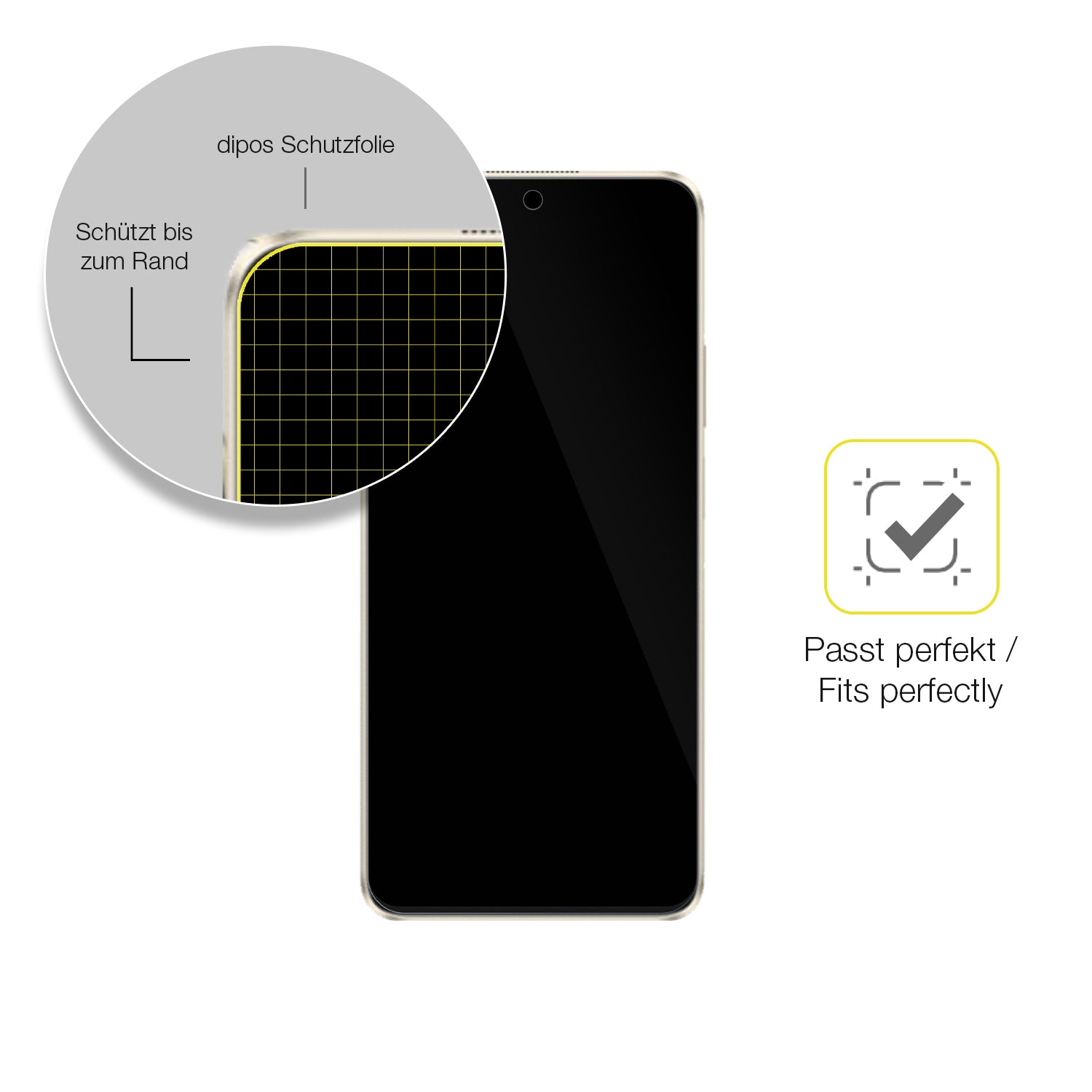 Schutzfolie mit optimaler Passform, zur Verwendung mit Hüllen geeignet