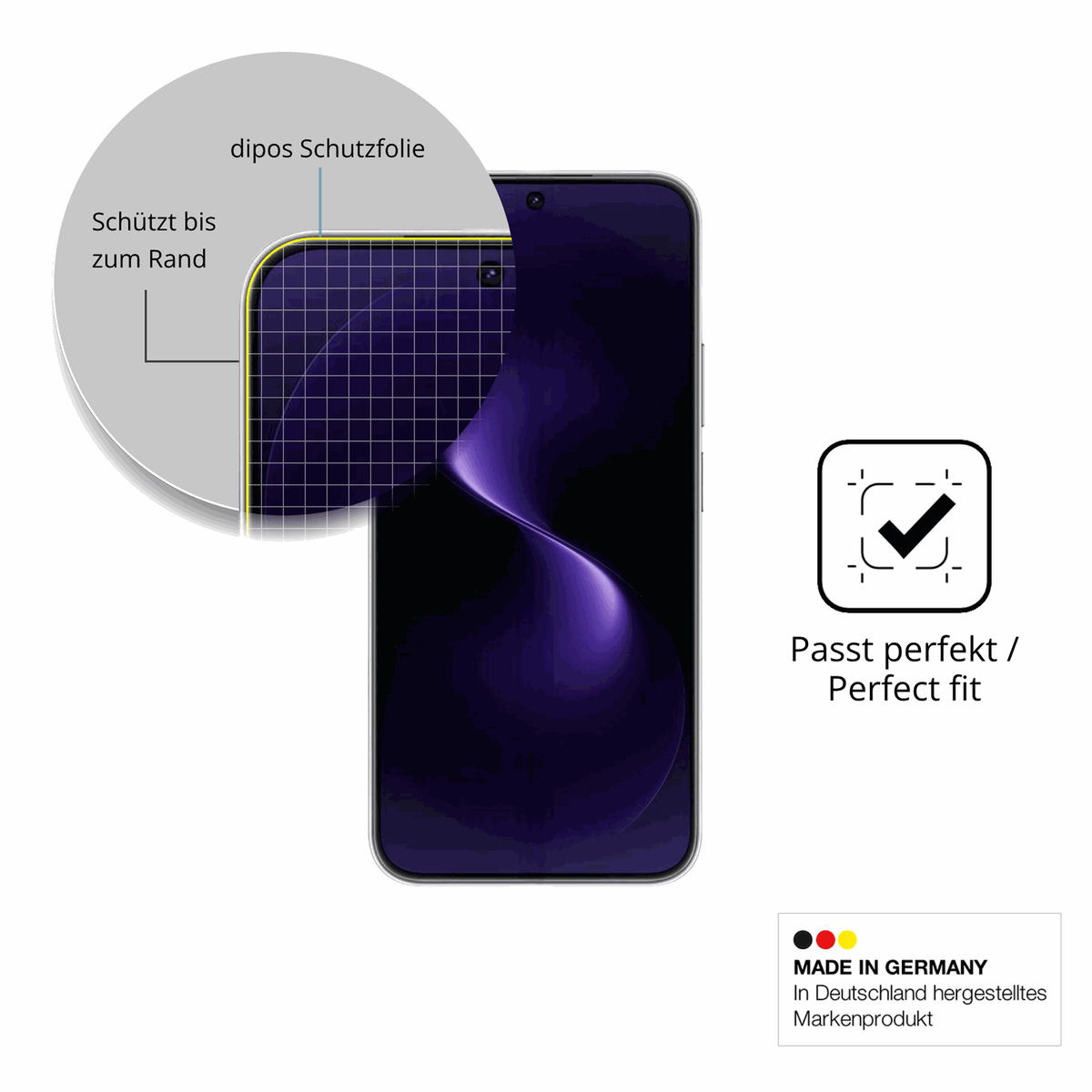 Schutzfolie mit optimaler Passform, zur Verwendung mit H�llen geeignet