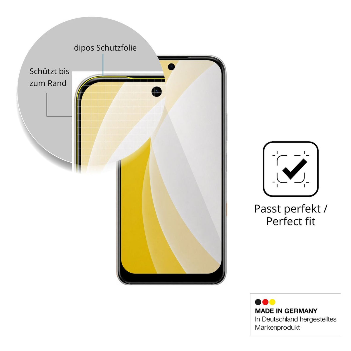 Schutzfolie mit optimaler Passform, zur Verwendung mit Hüllen geeignet