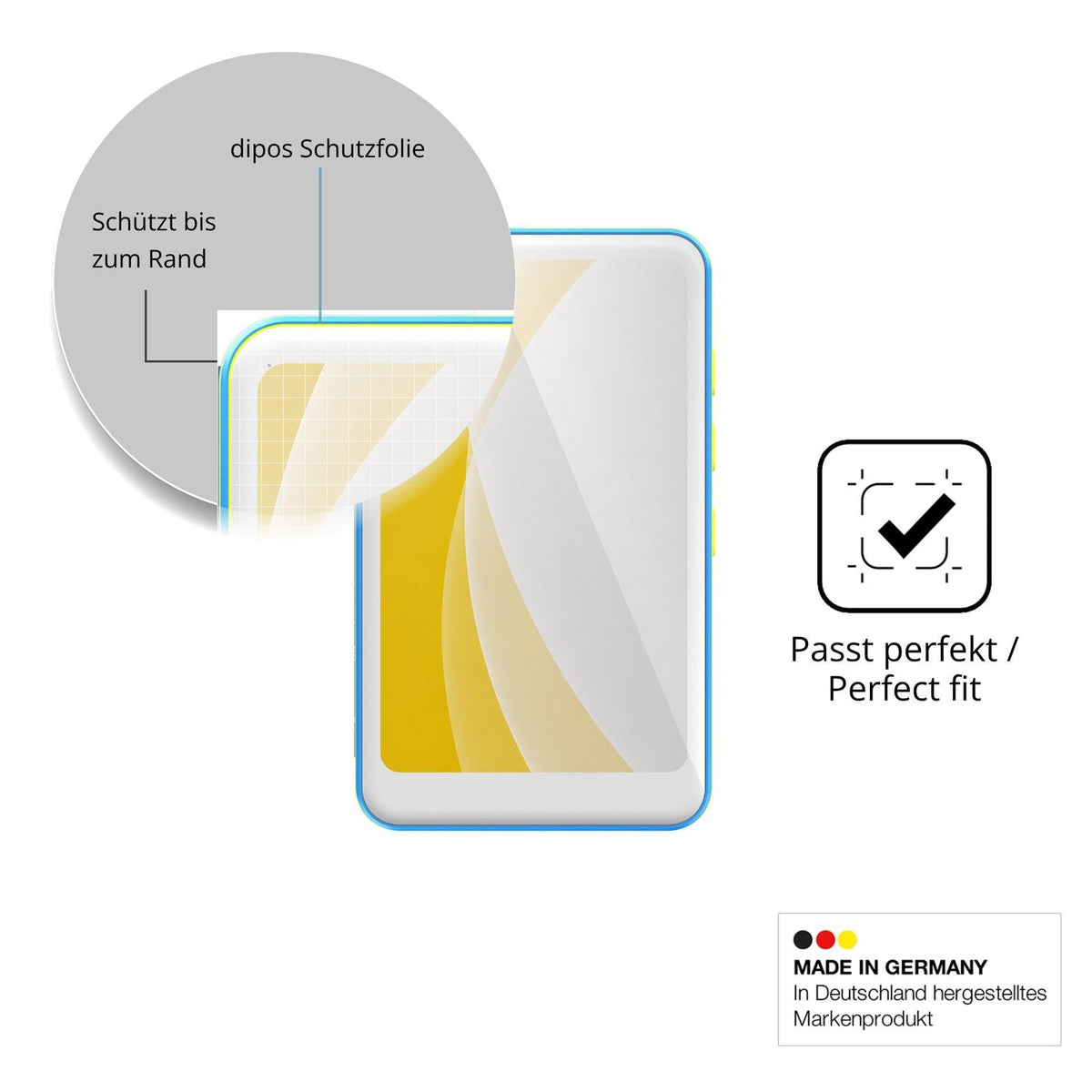 Schutzfolie mit optimaler Passform, zur Verwendung mit Hüllen geeignet