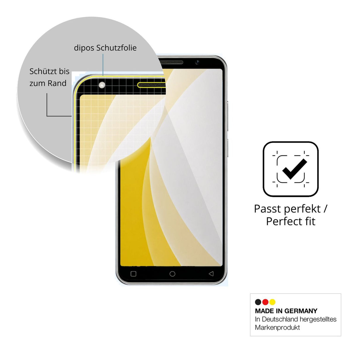 Schutzfolie mit optimaler Passform, zur Verwendung mit Hüllen geeignet