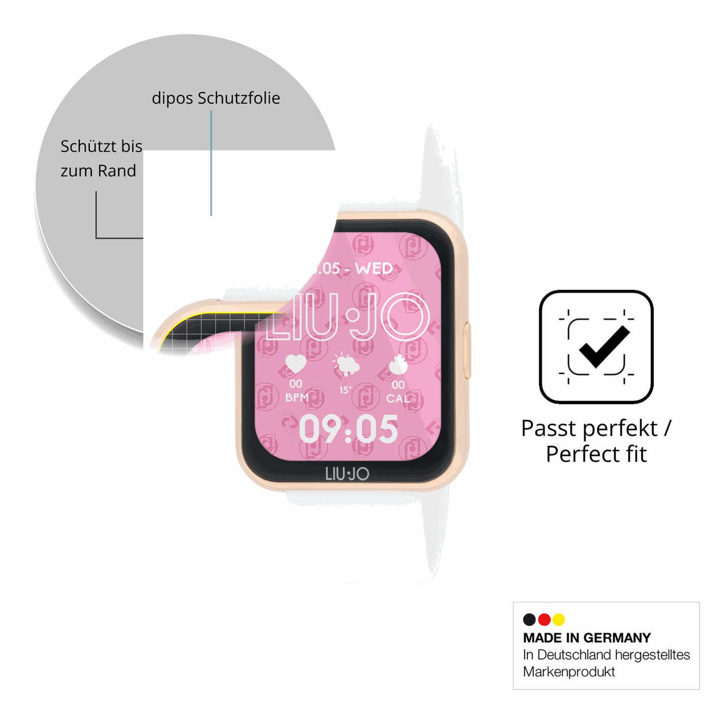 Schutzfolie mit optimaler Passform, zur Verwendung mit Hüllen geeignet