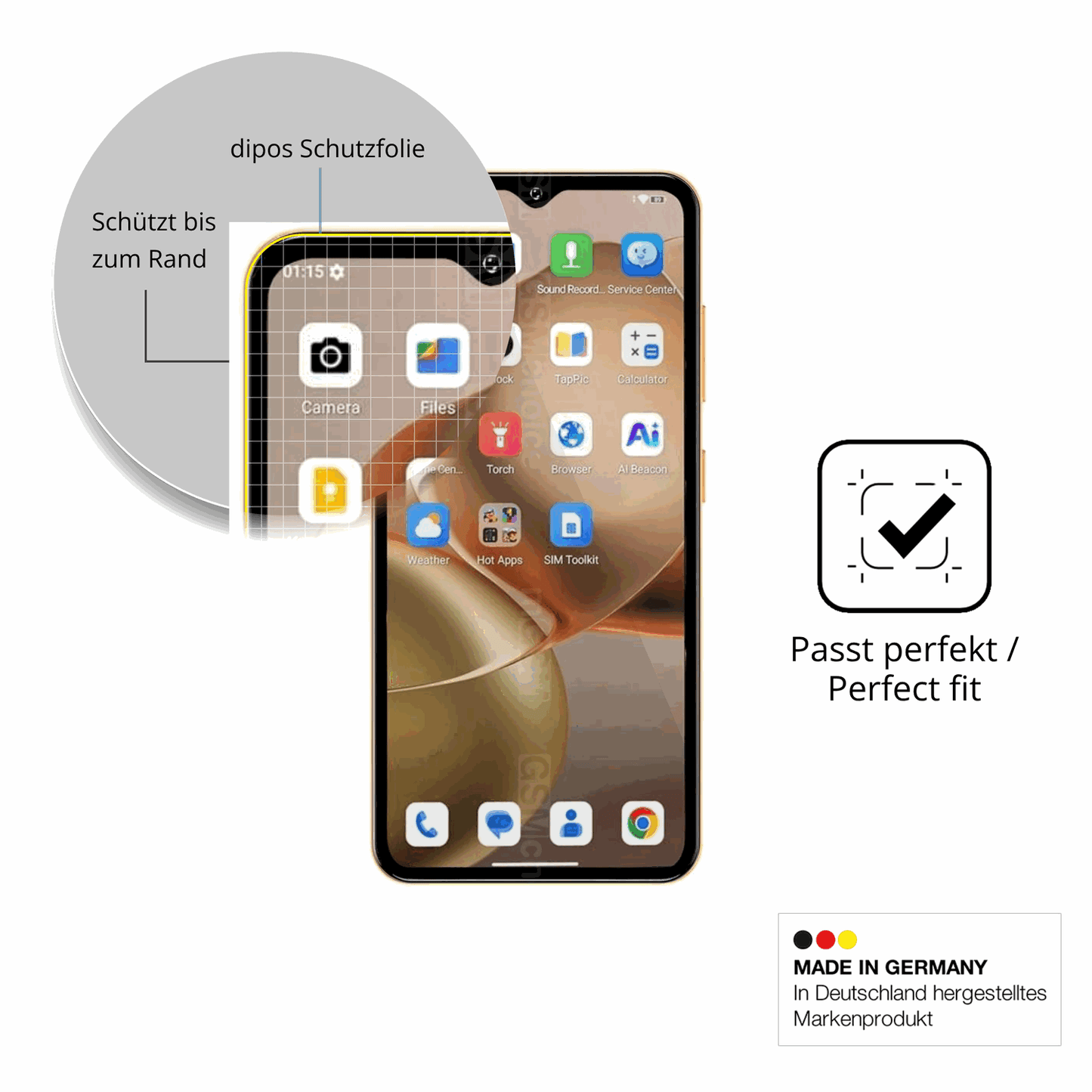 Schutzfolie mit optimaler Passform, zur Verwendung mit H�llen geeignet