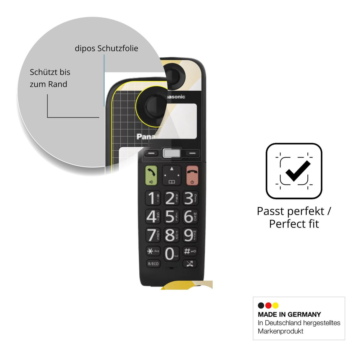 Schutzfolie mit optimaler Passform, zur Verwendung mit Hüllen geeignet
