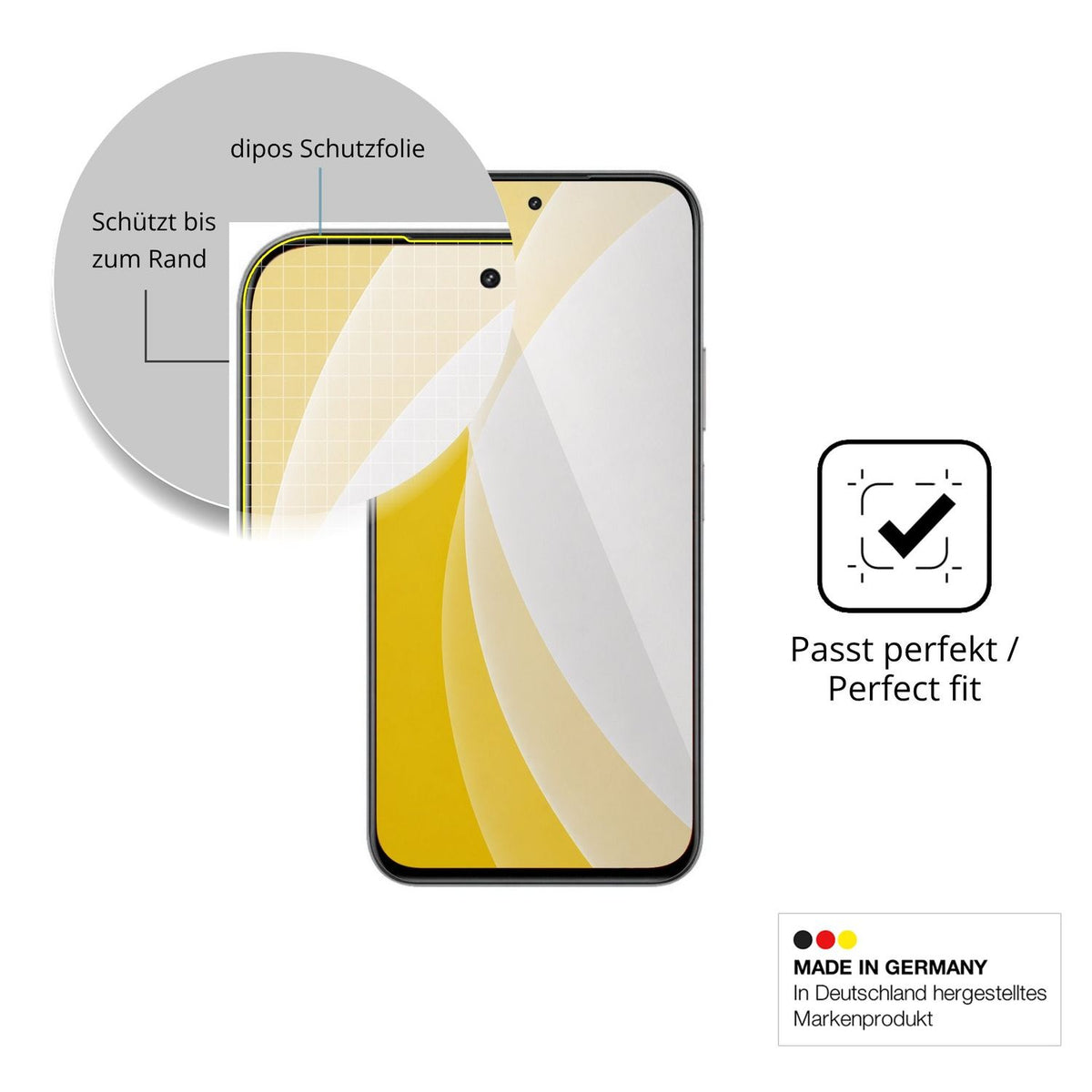 Schutzfolie mit optimaler Passform, zur Verwendung mit Hüllen geeignet