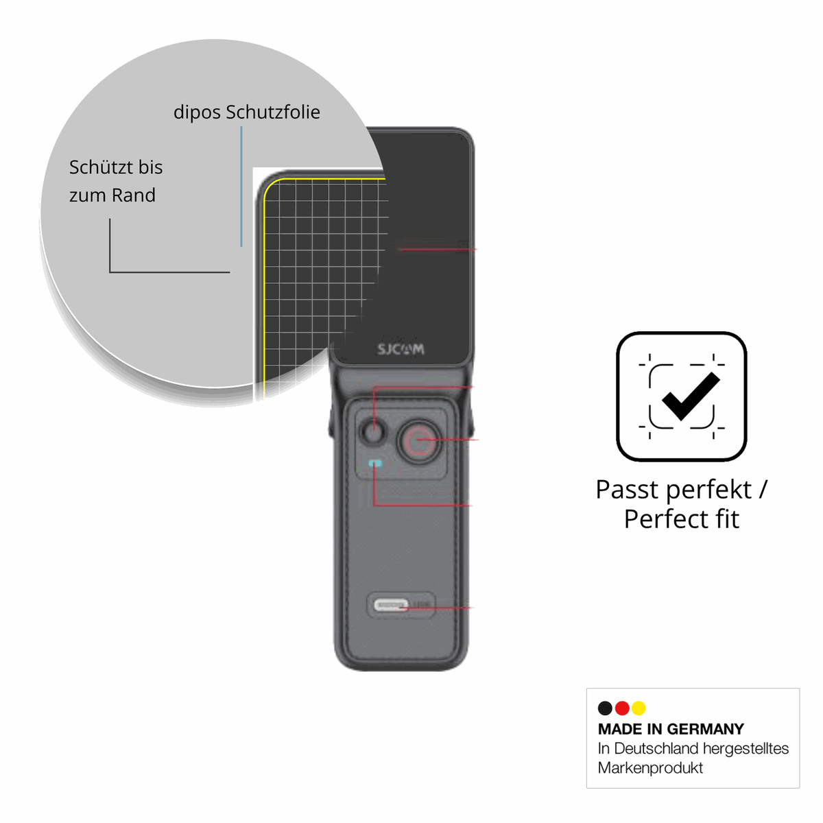 Schutzfolie mit optimaler Passform, zur Verwendung mit Hüllen geeignet