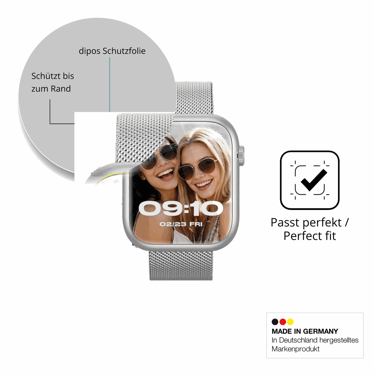 Schutzfolie mit optimaler Passform, zur Verwendung mit Hüllen geeignet