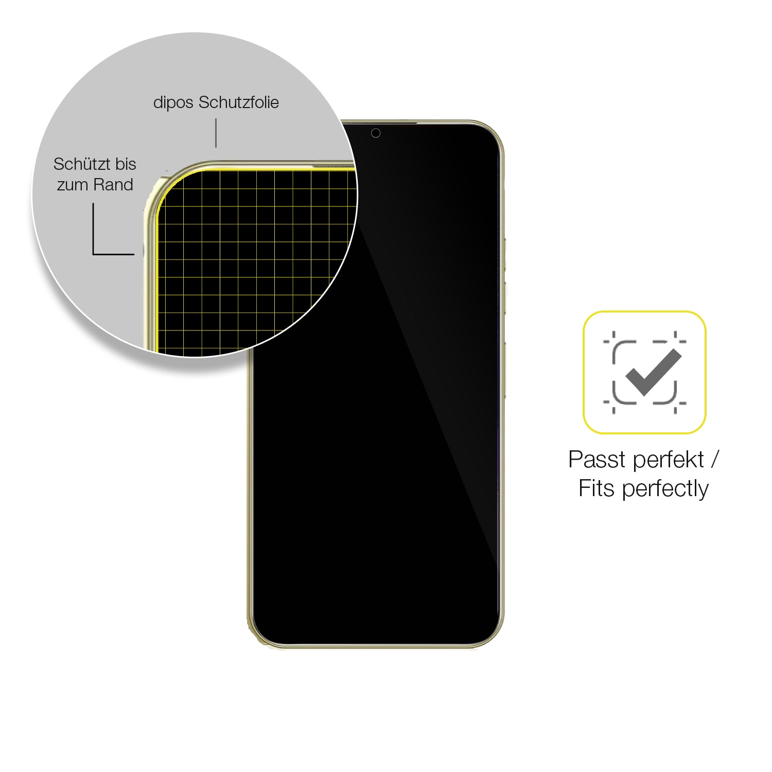 Schutzfolie mit optimaler Passform, zur Verwendung mit Hüllen geeignet