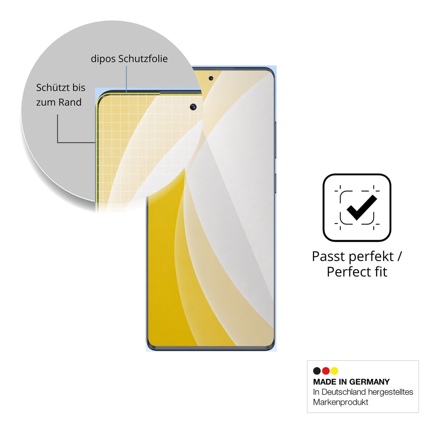 Schutzfolie mit optimaler Passform, zur Verwendung mit Hüllen geeignet