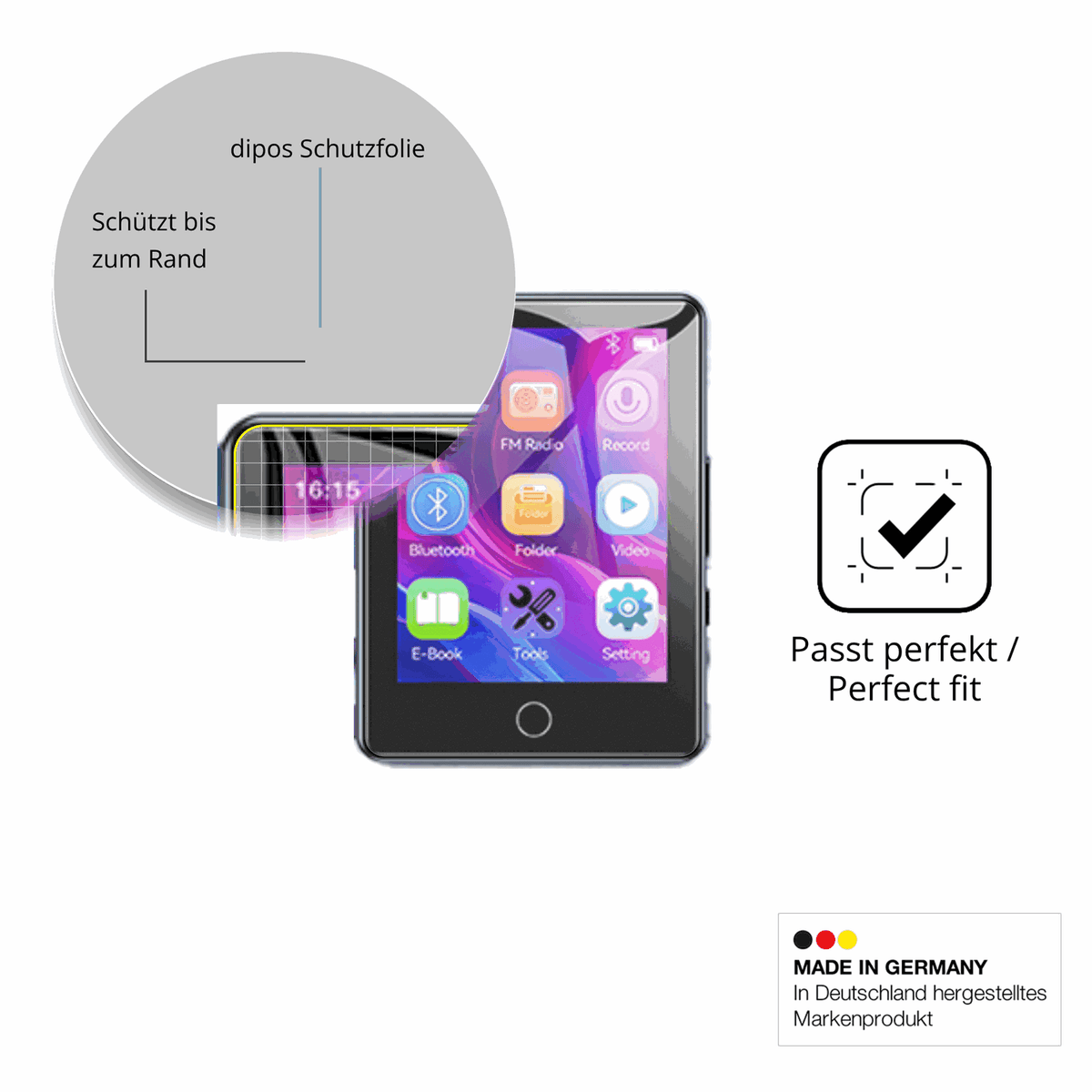 Besonders flexibler Displayschutz mit Anti-Shock-Schicht im Materialmix