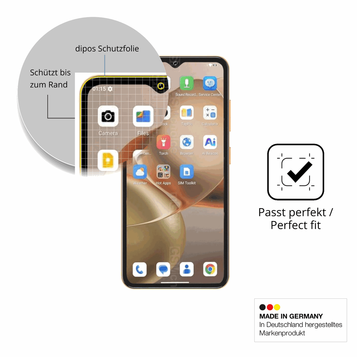 Besonders flexibler Displayschutz mit Anti-Shock-Schicht im Materialmix