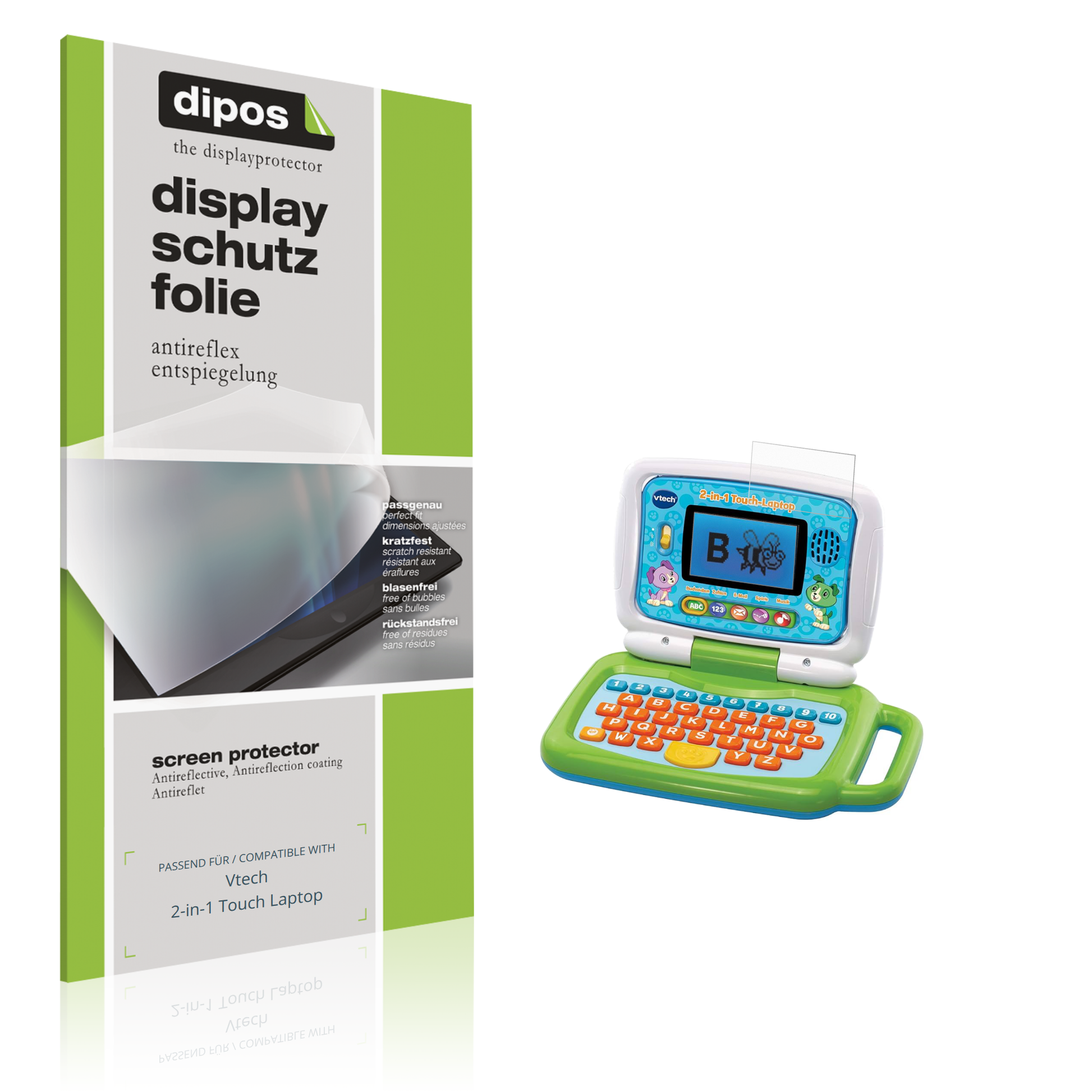Matte Displayschutzfolie von dipos passend für Vtech 2-in-1 Touch Laptop, präziser Zuschnitt und blasenfrei montiert