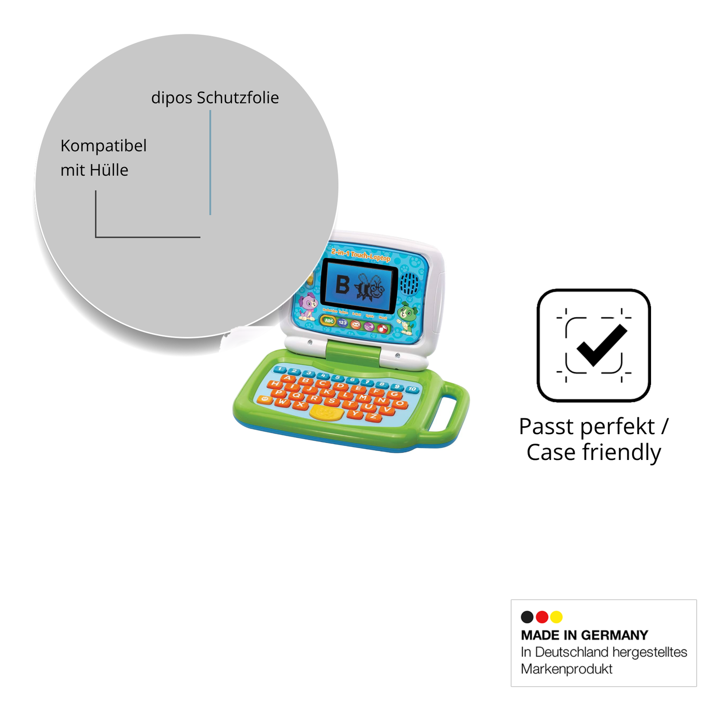 Schutzfolie mit optimaler Passform, zur Verwendung mit Hüllen geeignet