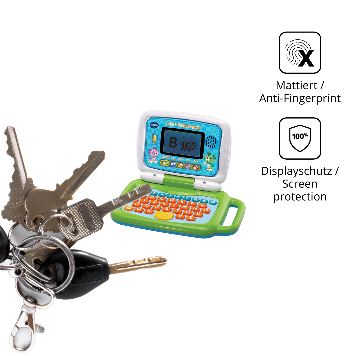 dipos Displayschutz für Vtech 2-in-1 Touch Laptop, mattierte Oberfläche, Blickschutzfilter und perfekter Passform