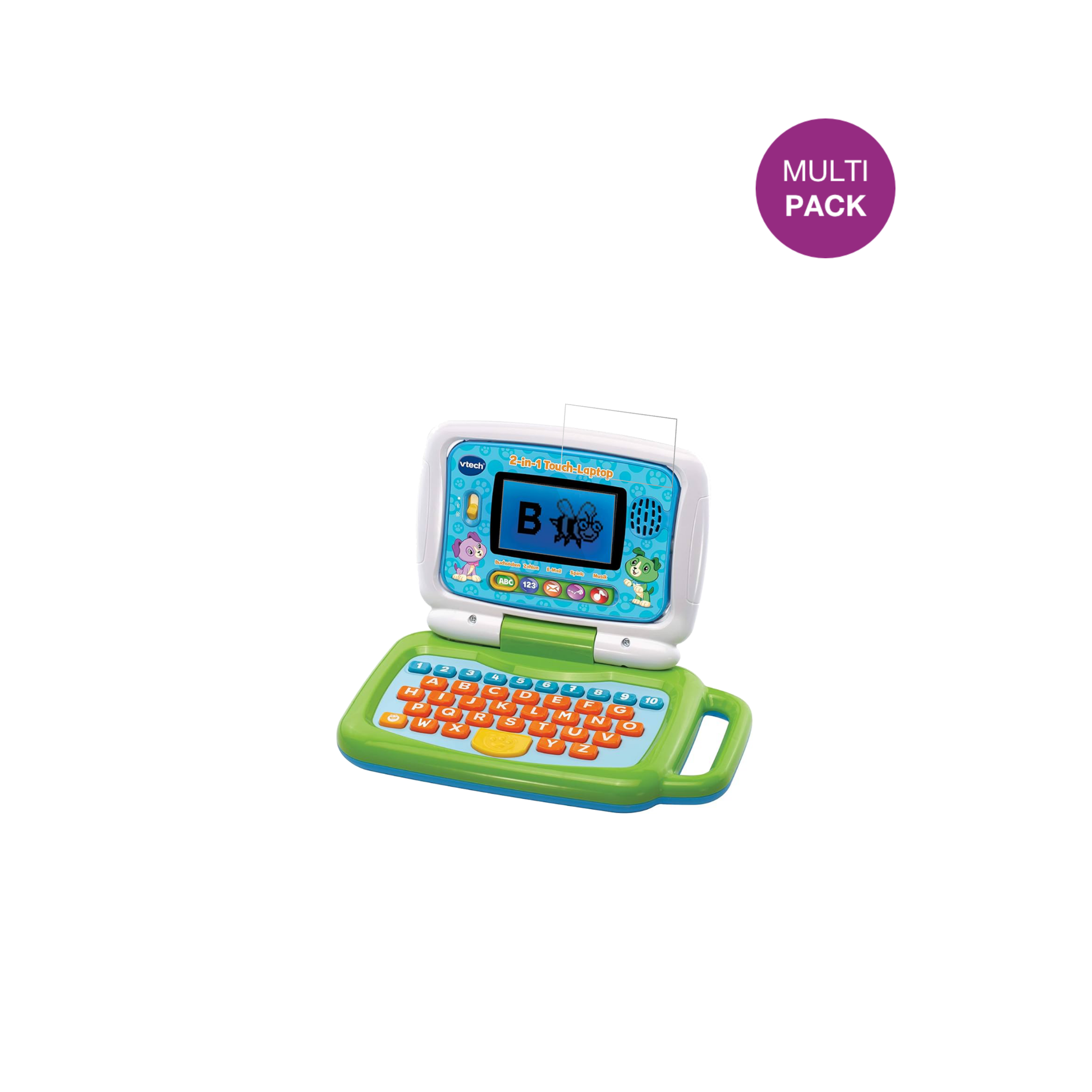 Vtech2-in-1 Touch Laptop mit aufgebrachter dipos Displayschutzfolie, glasklare Darstellung ohne Einschränkungen