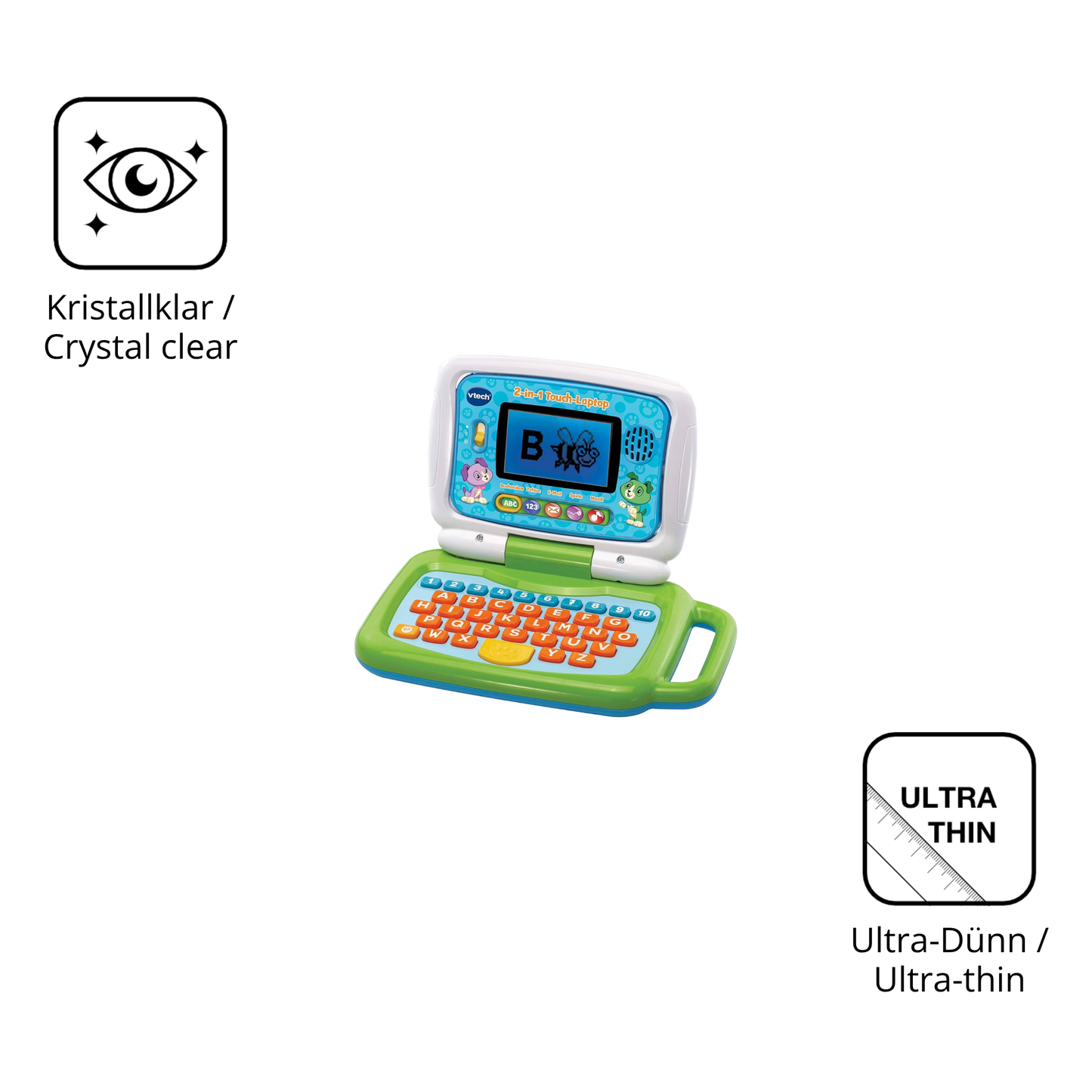 Dünne und klare Folie passend zugeschnitten für Vtech 2-in-1 Touch Laptop