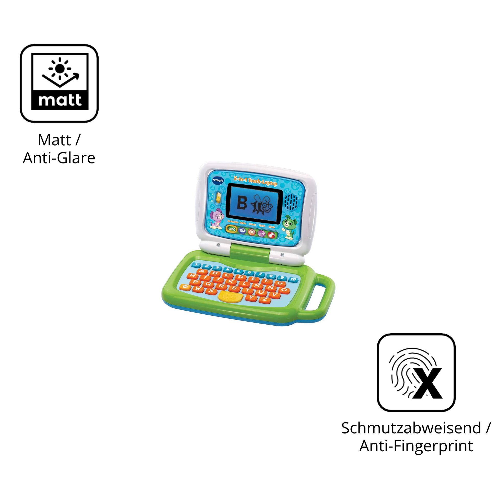 9H Hartbeschichtete, flexible Folie passend zugeschnitten für Vtech 2-in-1 Touch Laptop