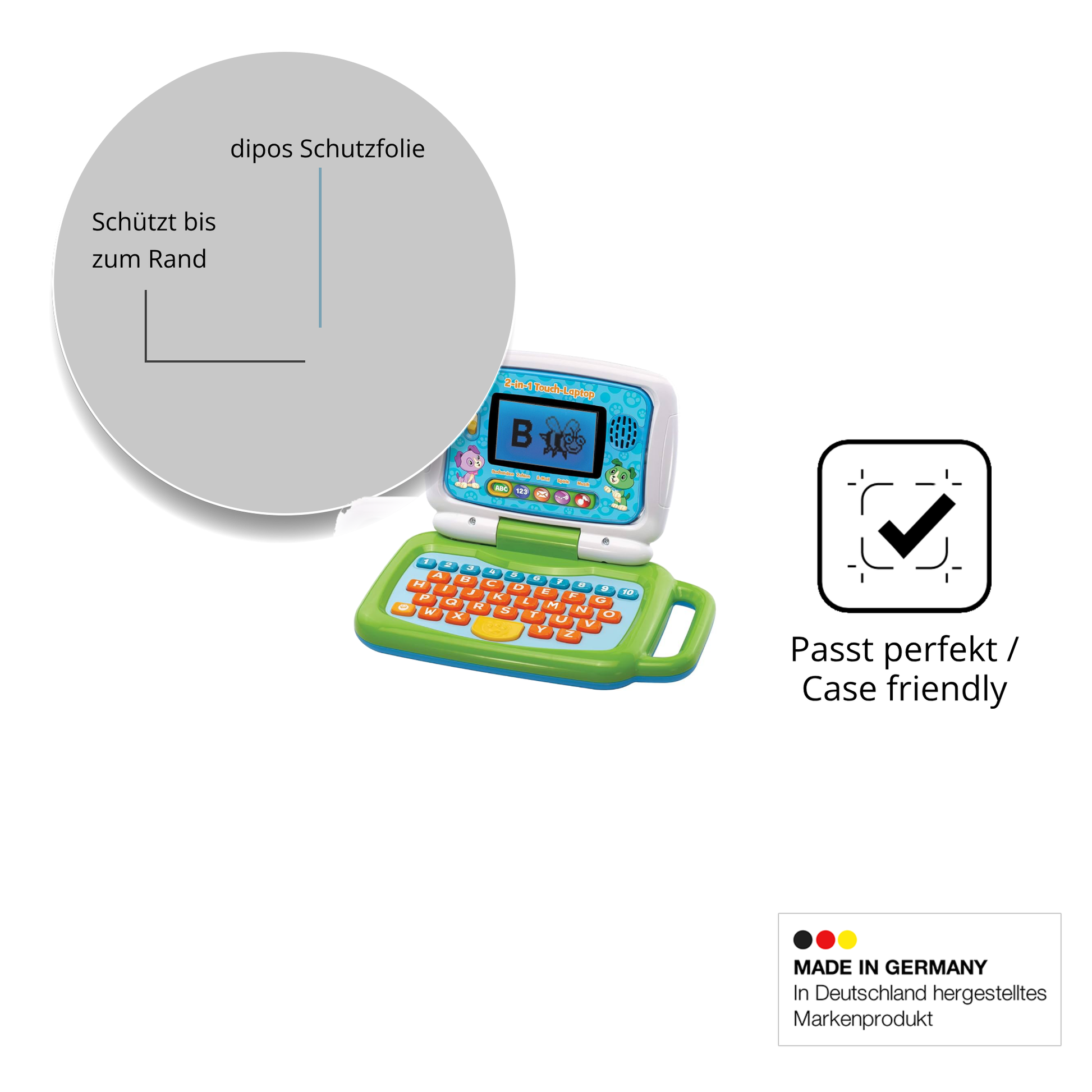 Schutzglasfolie mit optimaler Passform, zur Verwendung mit Hüllen geeignet