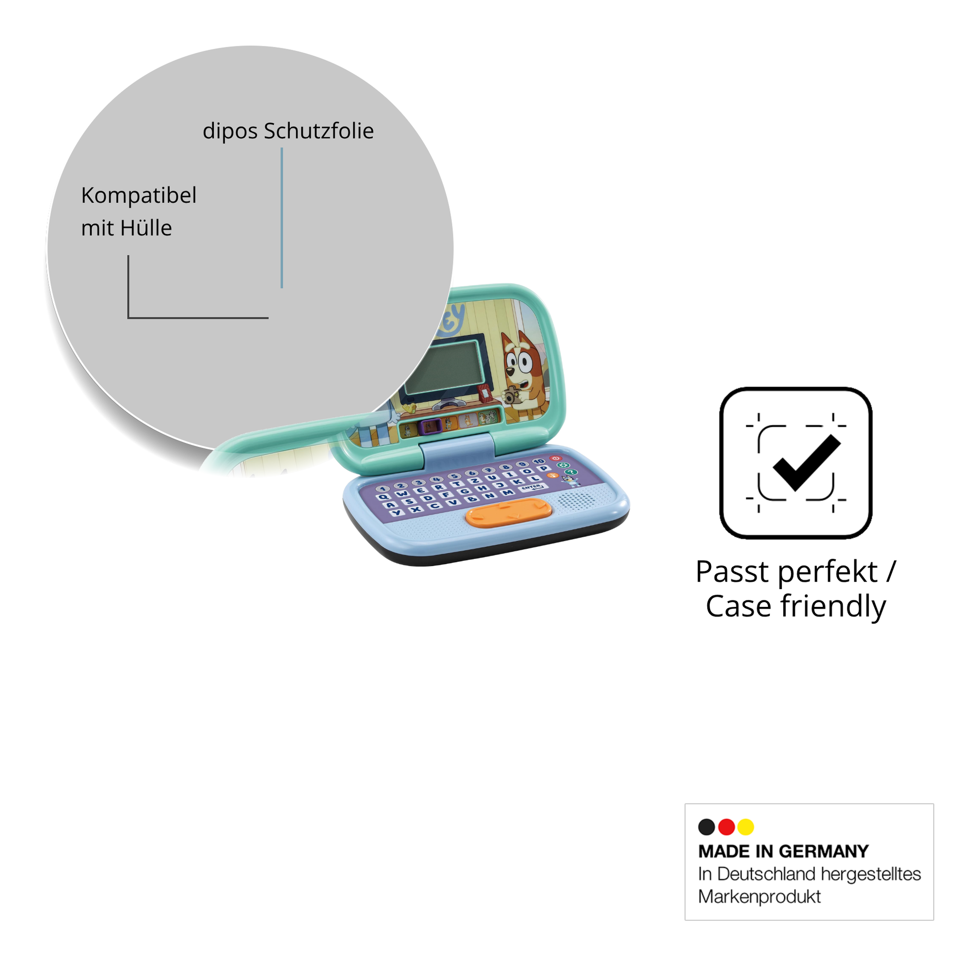 Schutzfolie mit optimaler Passform, zur Verwendung mit Hüllen geeignet