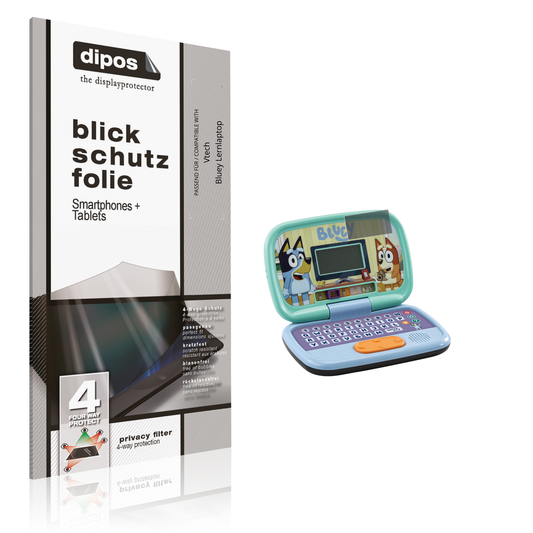 Blickschutzfolie von dipos passend für Vtech Bluey Lernlaptop, präziser Zuschnitt und blasenfrei montiert