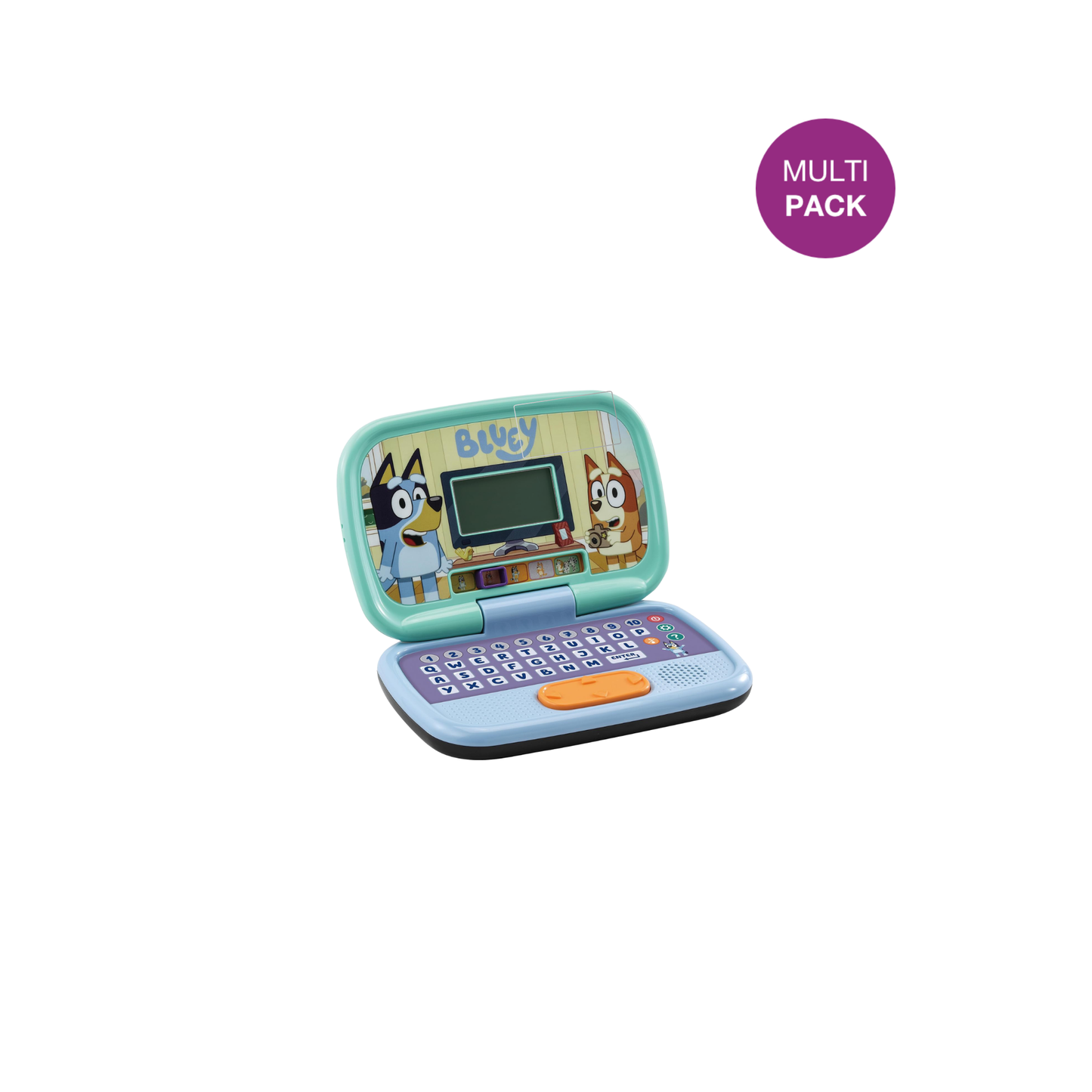 VtechBluey Lernlaptop mit aufgebrachter dipos Displayschutzfolie, glasklare Darstellung ohne Einschränkungen