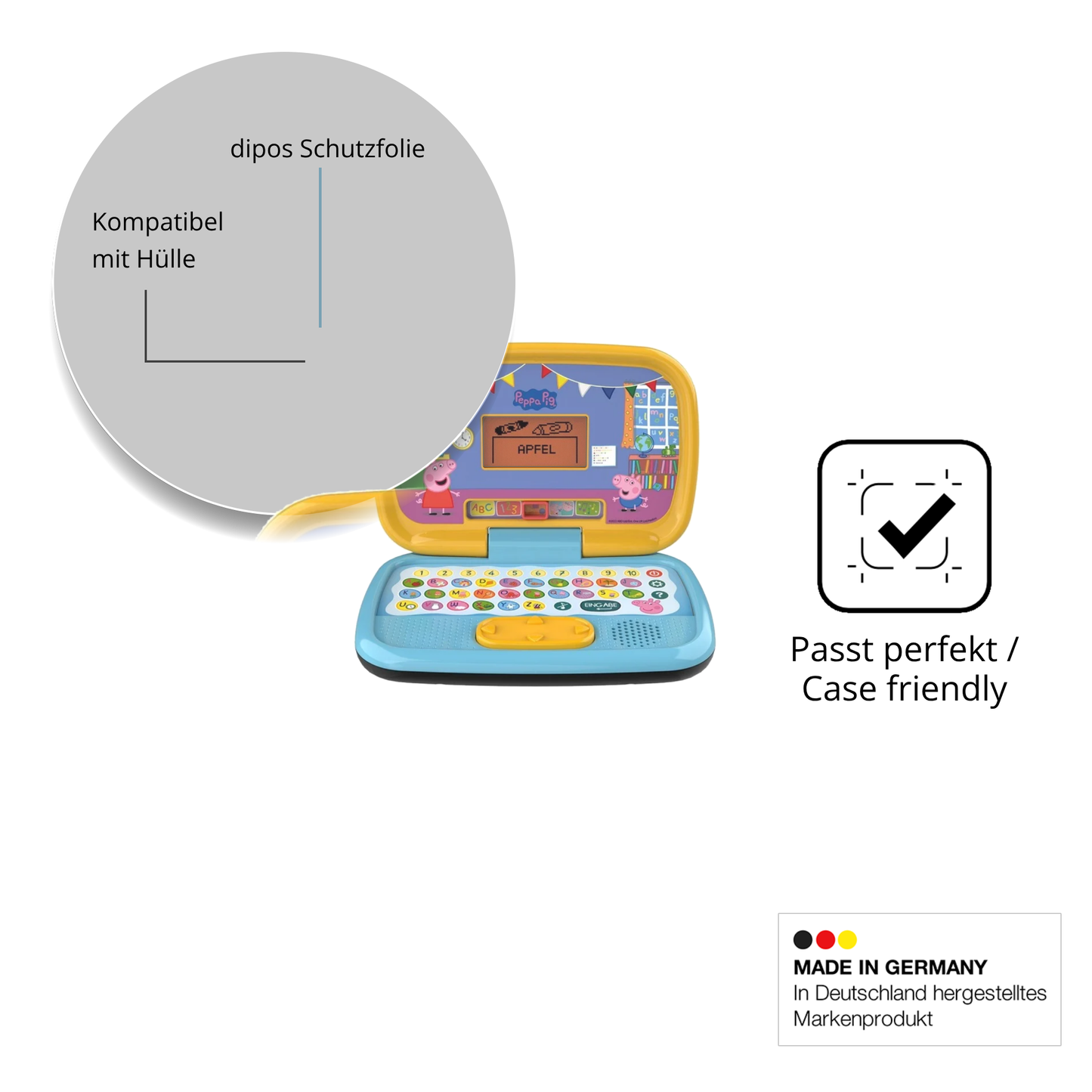 Schutzfolie mit optimaler Passform, zur Verwendung mit Hüllen geeignet