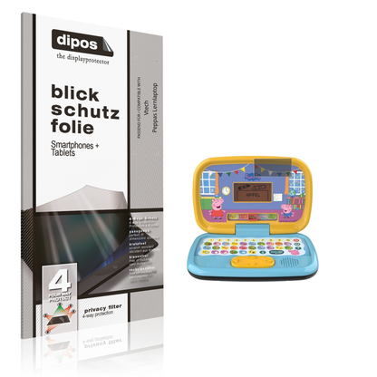 Blickschutzfolie von dipos passend für Vtech Peppas Lernlaptop, präziser Zuschnitt und blasenfrei montiert
