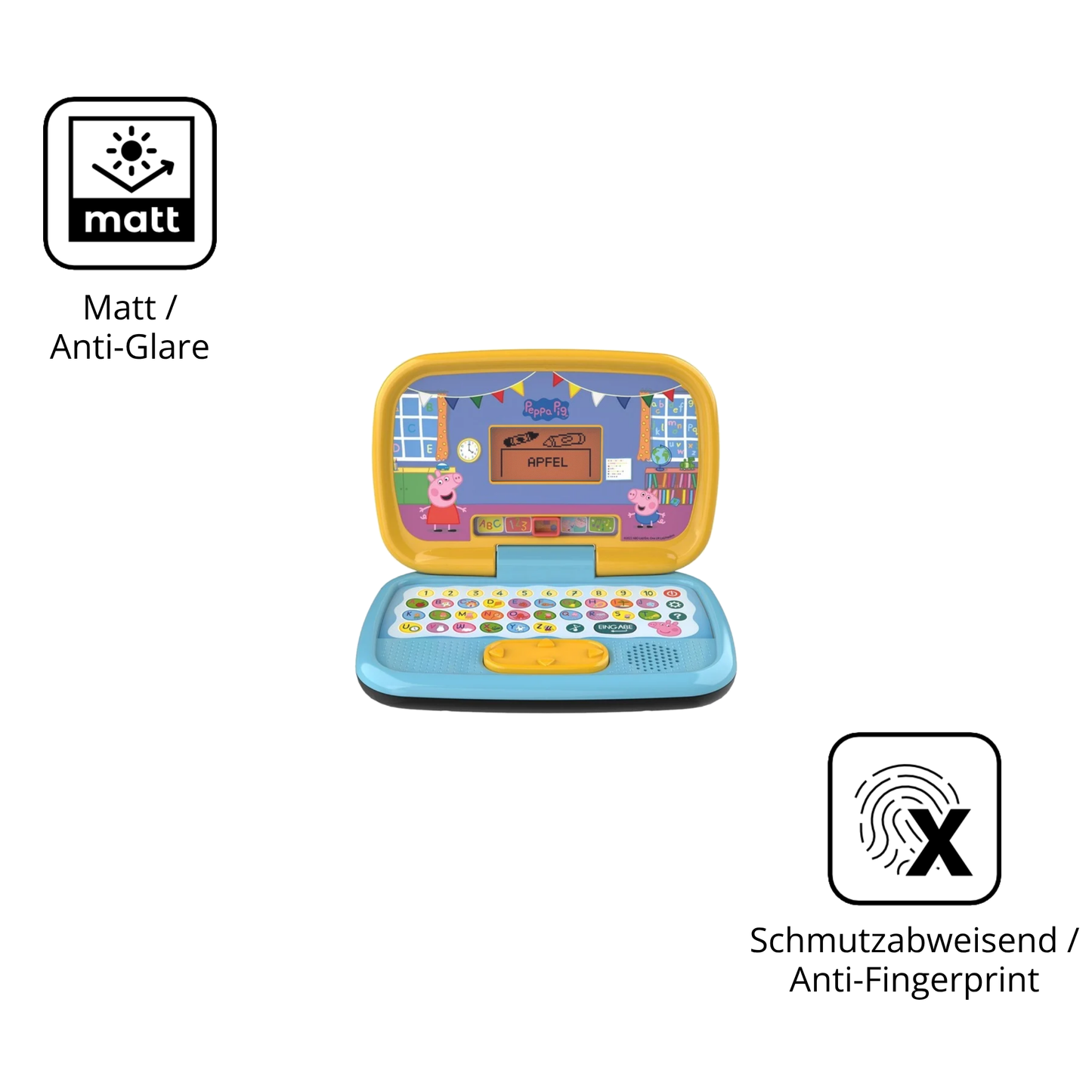 9H Hartbeschichtete, flexible Folie passend zugeschnitten für Vtech Peppas Lernlaptop