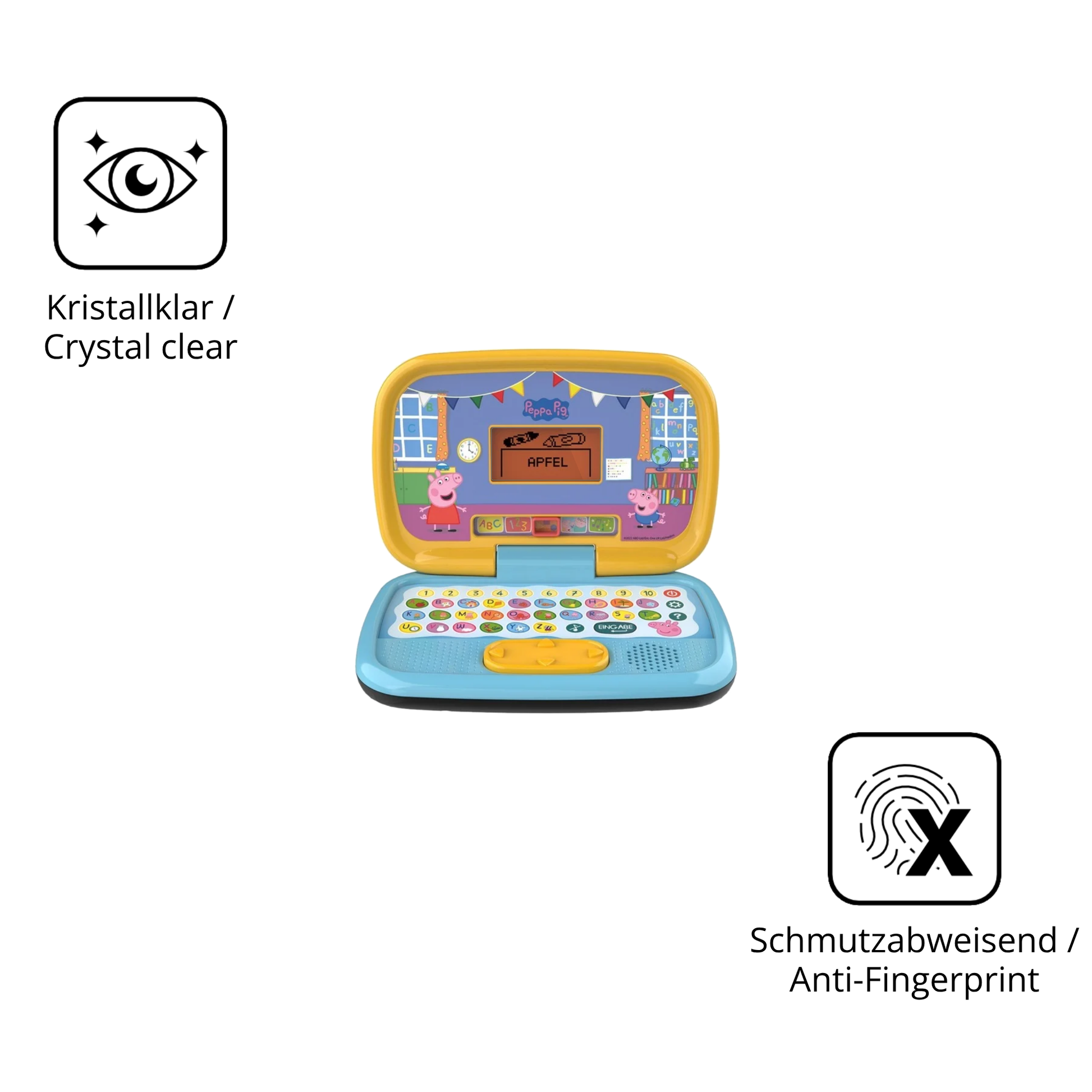 Flexible TPU-Folie passend zugeschnitten für Vtech Peppas Lernlaptop, vollständige Abdeckung