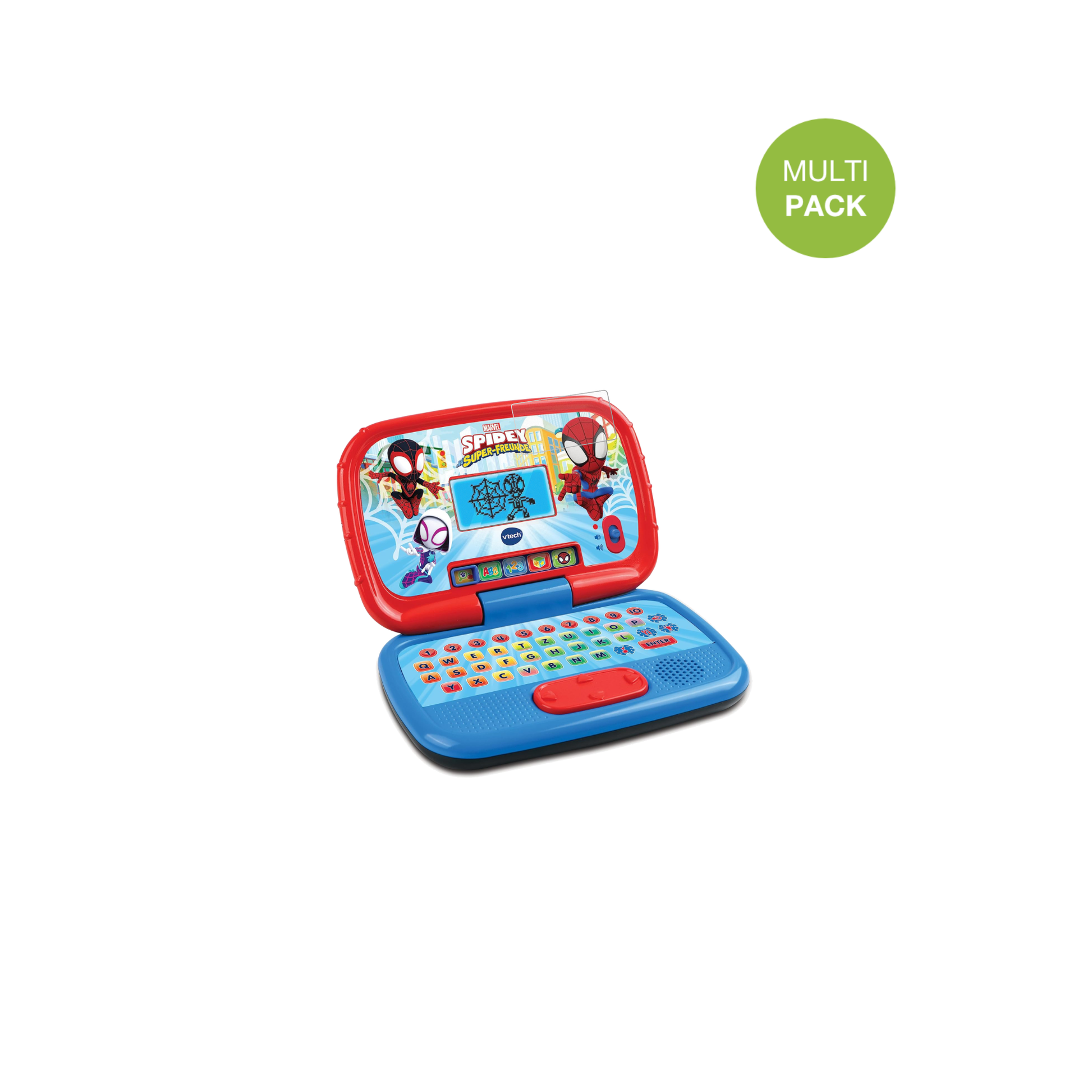 VtechSpidey Lernlaptop mit aufgebrachter dipos Displayschutzfolie, die lästige Fingerabdrücke minimiert