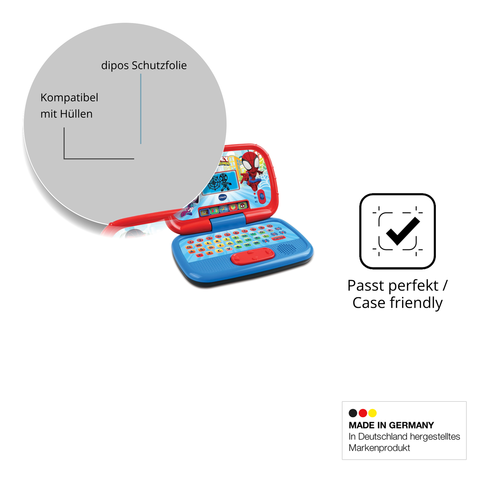 Schutzfolie mit optimaler Passform, zur Verwendung mit Hüllen geeignet