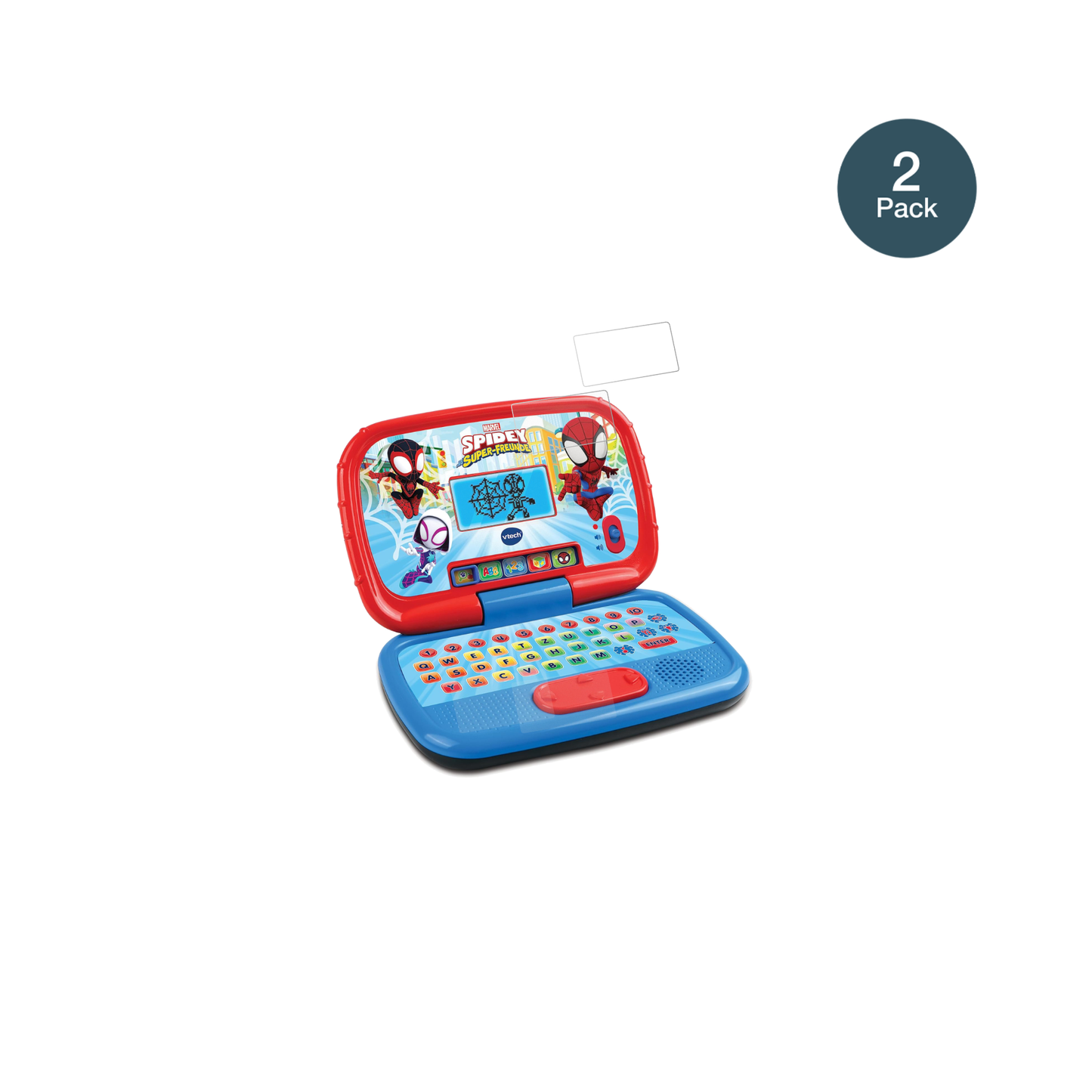 VtechSpidey Lernlaptop mit aufgebrachter dipos Panzerfolie, die lästige Fingerabdrücke minimiert