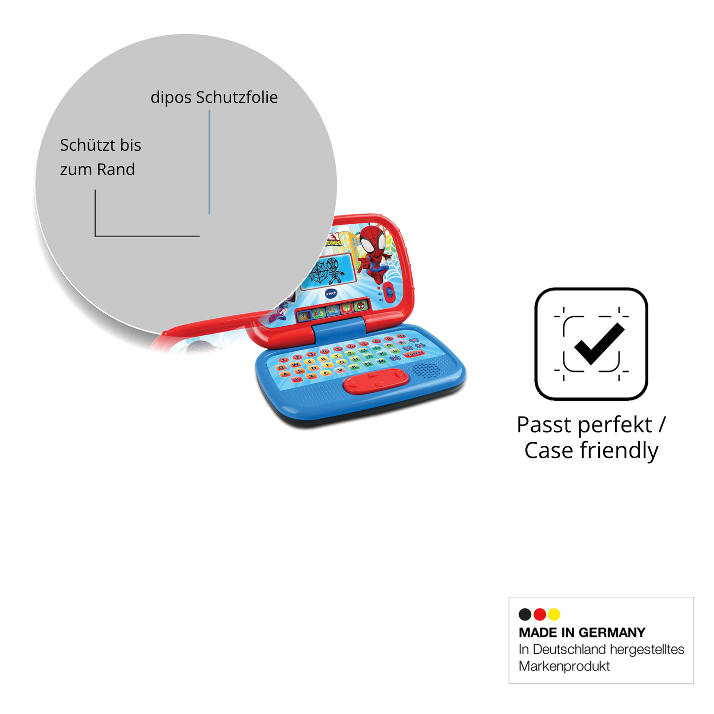 Schutzglasfolie mit optimaler Passform, zur Verwendung mit Hüllen geeignet