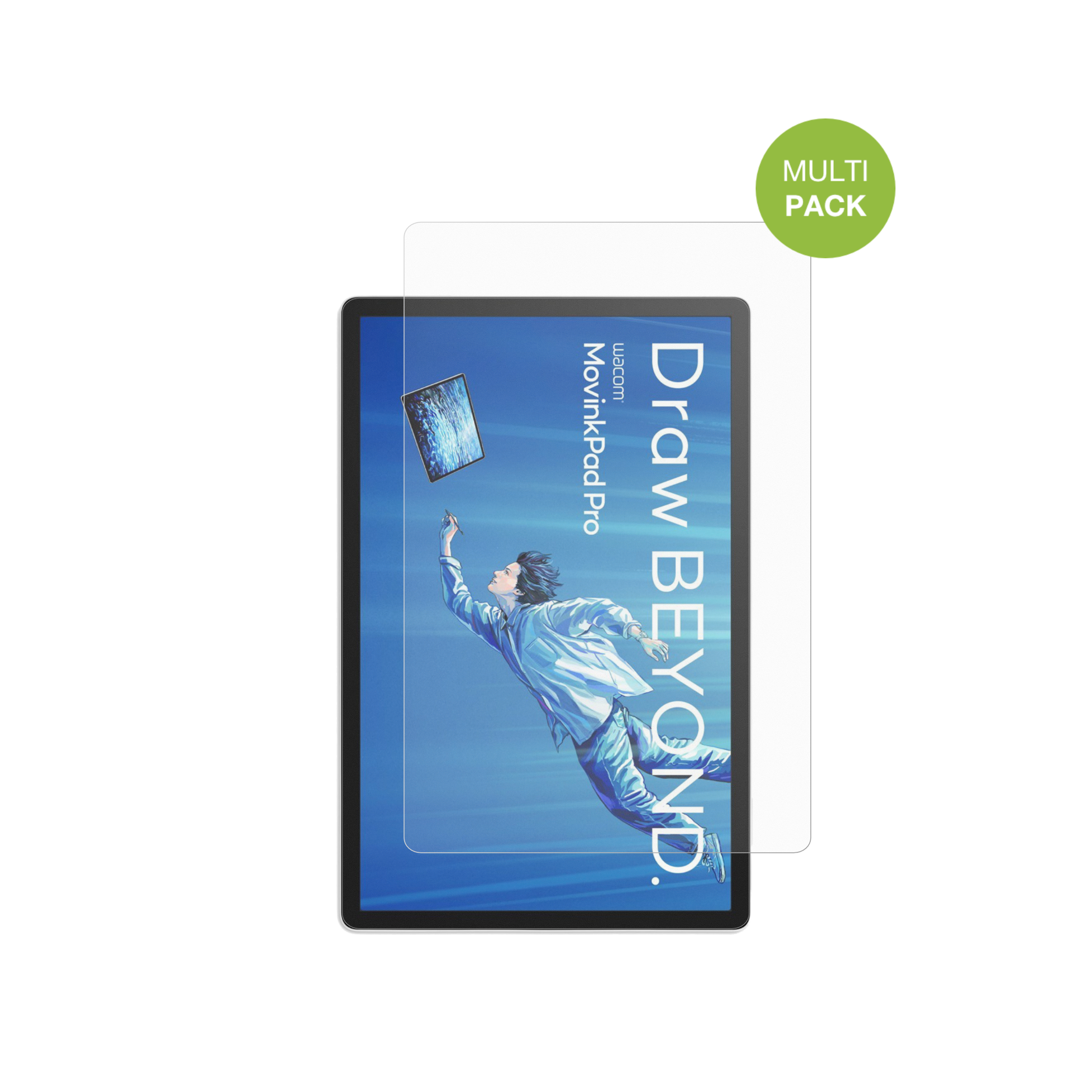 WacomMovinkPad Pro 14 mit aufgebrachter dipos Displayschutzfolie, die lästige Fingerabdrücke minimiert